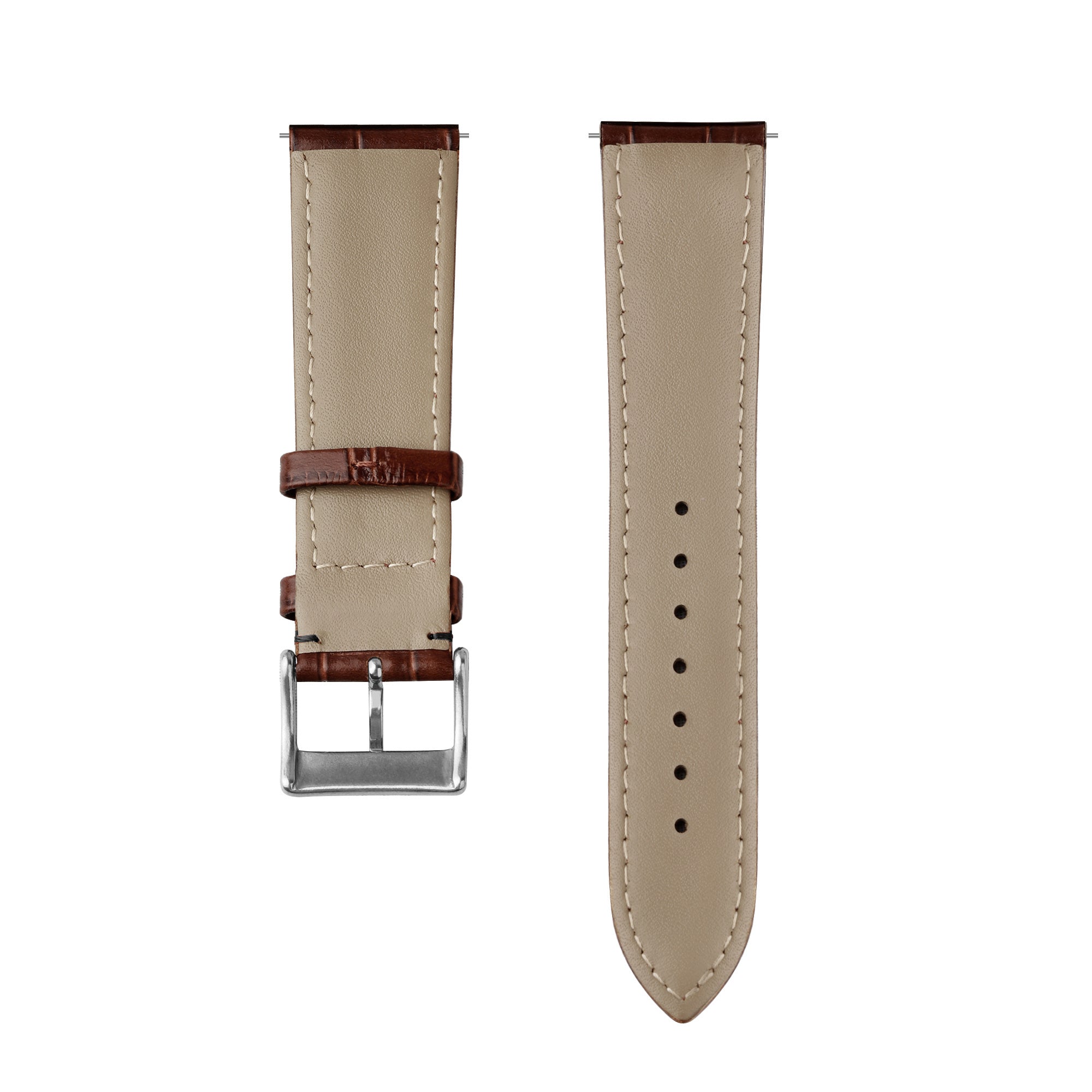 Bracelet cuir crocodile granulé Huawei Watch GT 5 Pro - 46mm (marron)
