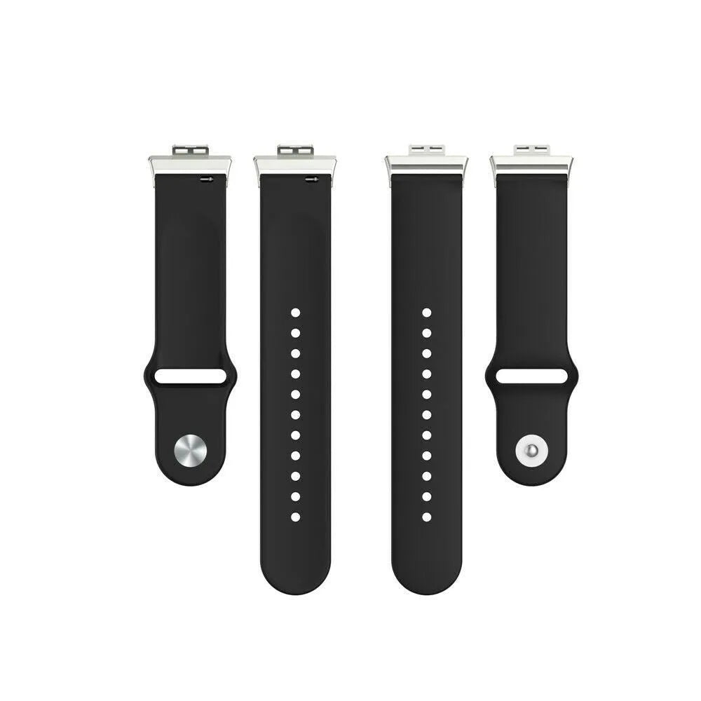 Silicone Sport Strap, laid flat, separate parts, top and underside view