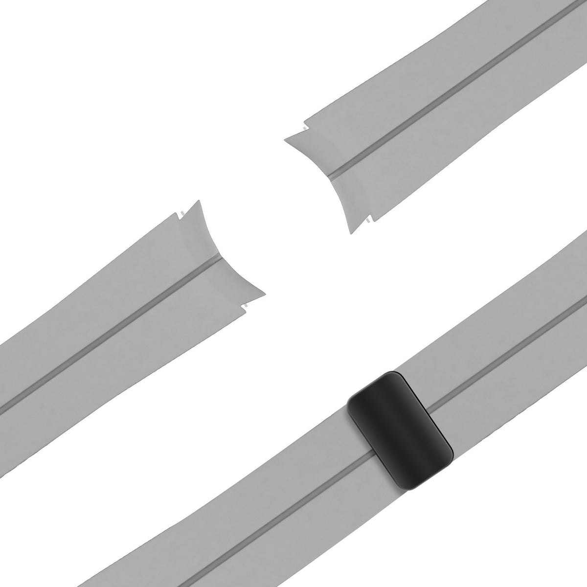 D-Buckle Silicone Strap, grey, laid flat, joined, 45° top view
