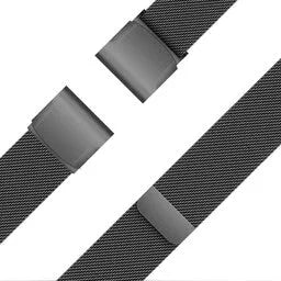 Milanese Loop Strap, black, laid flat, joined, 45° top view