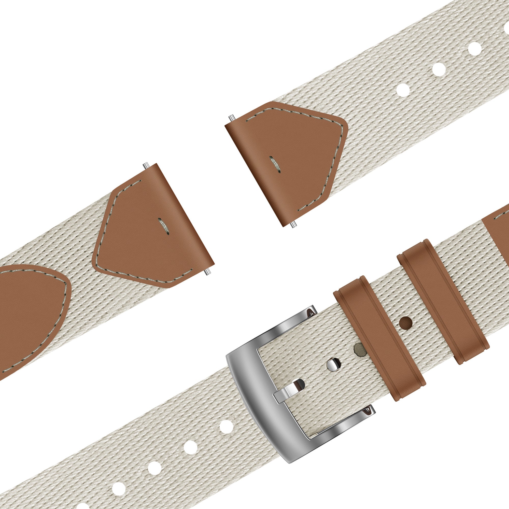 Bandz Bracelet cuir hybride 'Easy Fit' Huawei Watch GT 5 Pro - 42mm (beige/marron)
