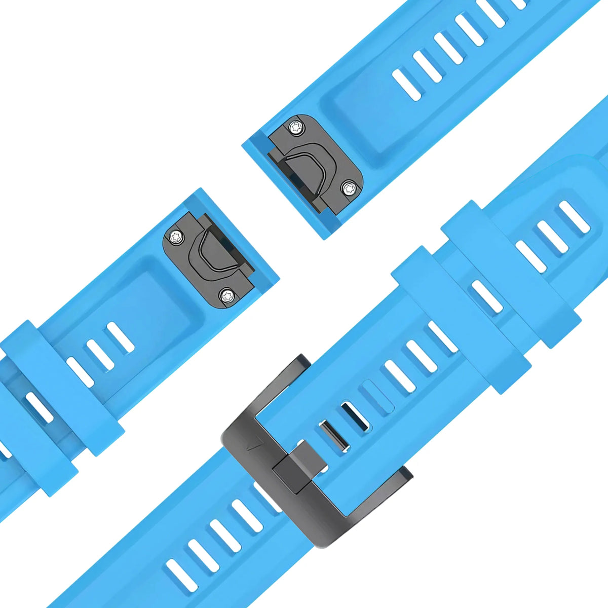Silicone Strap 'Classic', sky blue, laid flat, joined, 45° top view