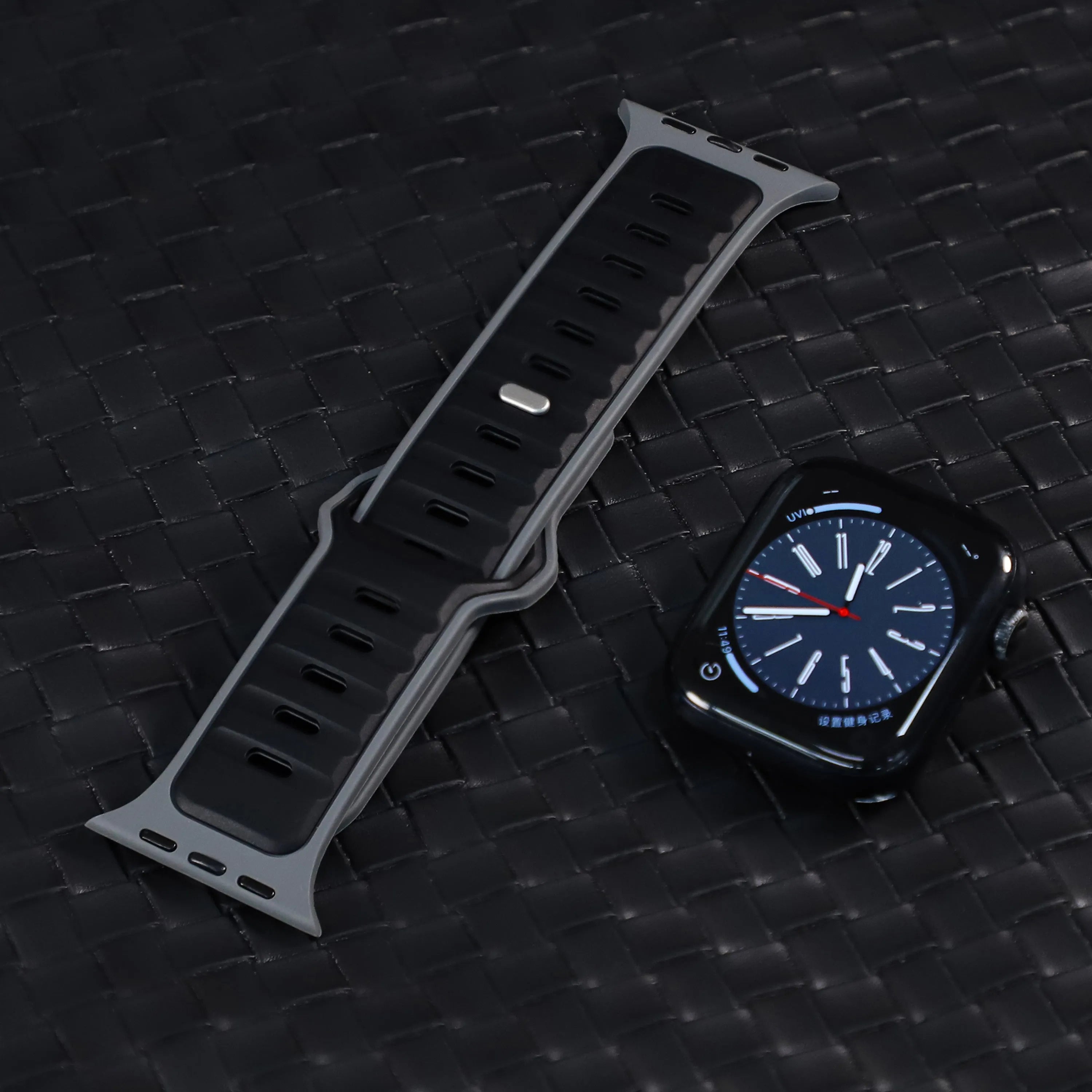 Bracelet silicone outdoor pour Apple Watch (noir/gris)