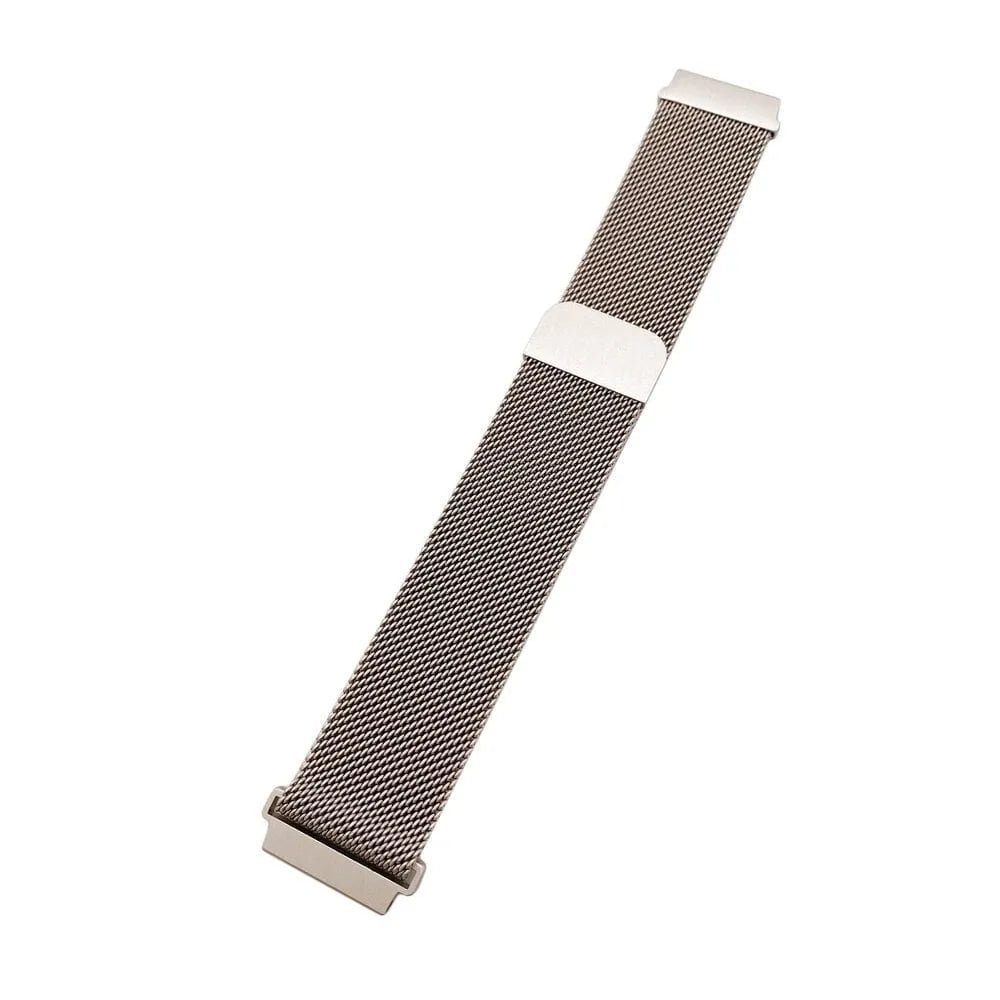 Milanese Strap, starlight, laid flat, joined, 45° top view