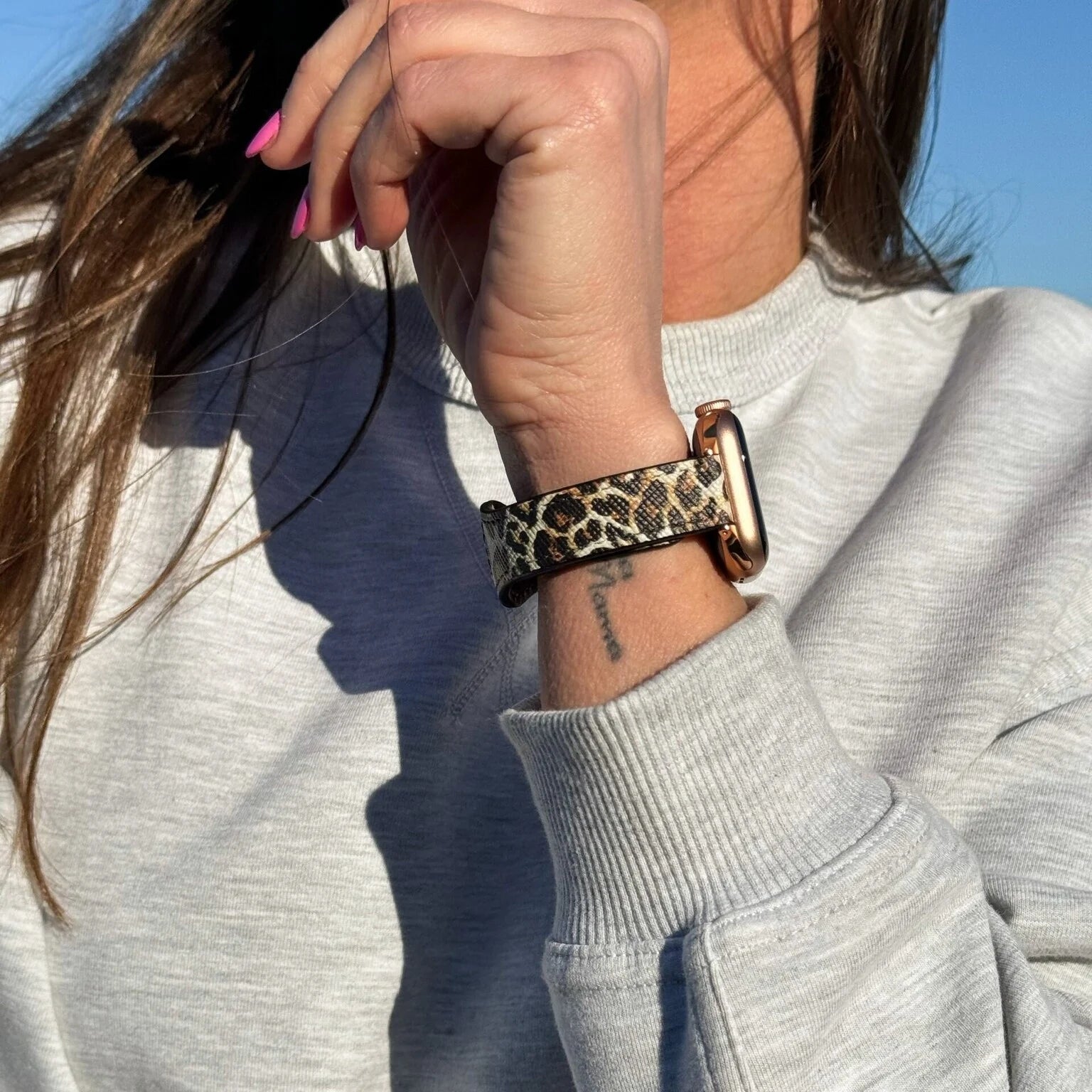 Bracelet cuir Apple Watch (léopard)
