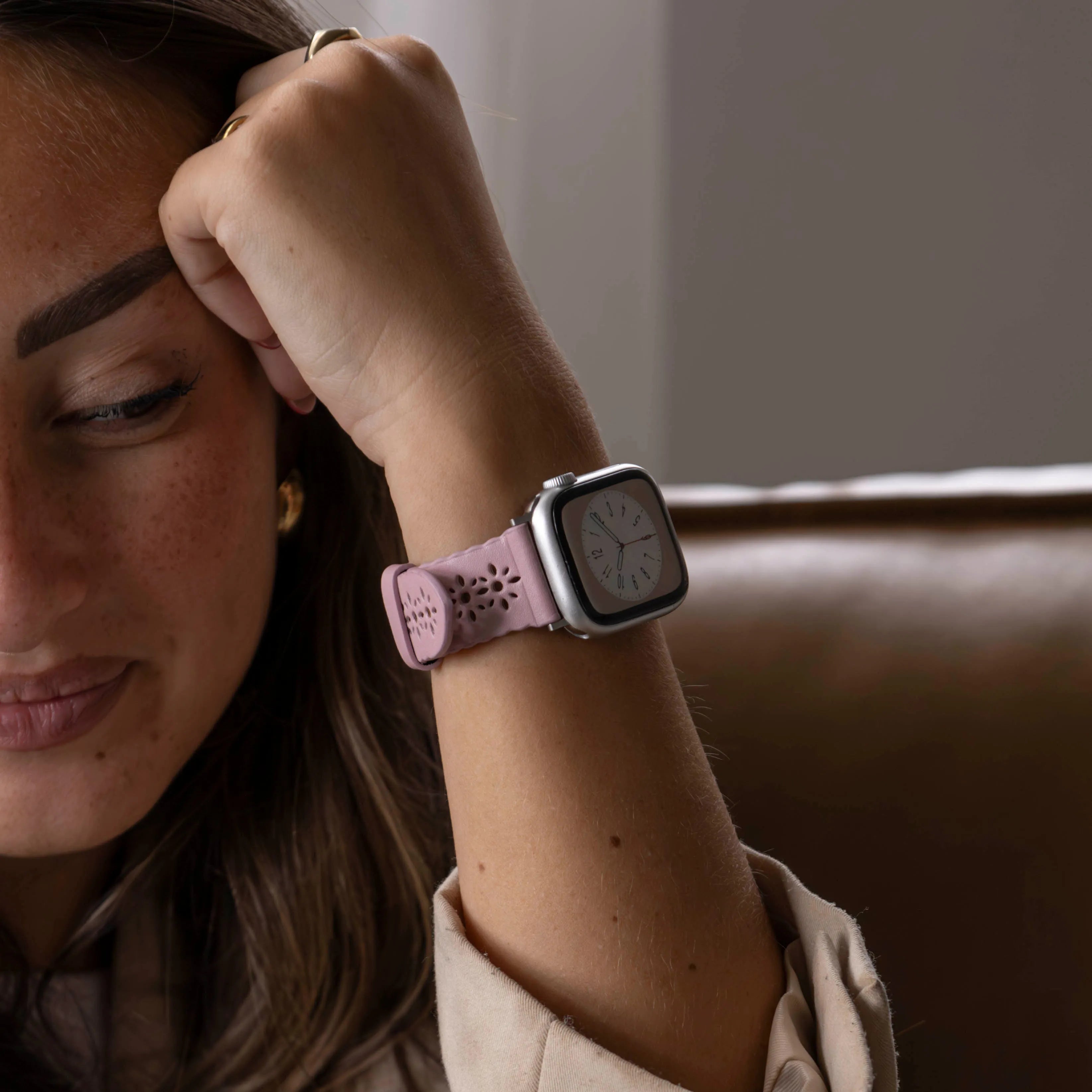 Bracelet silicone à motifs Apple Watch (rose)