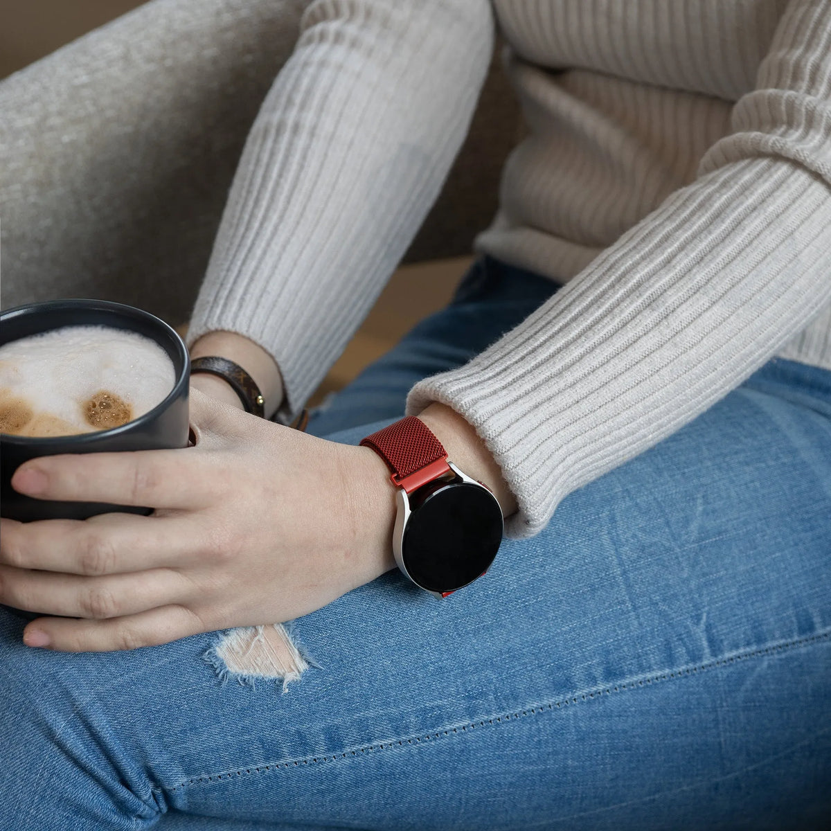 Milanese Strap, red, lifestyle photo