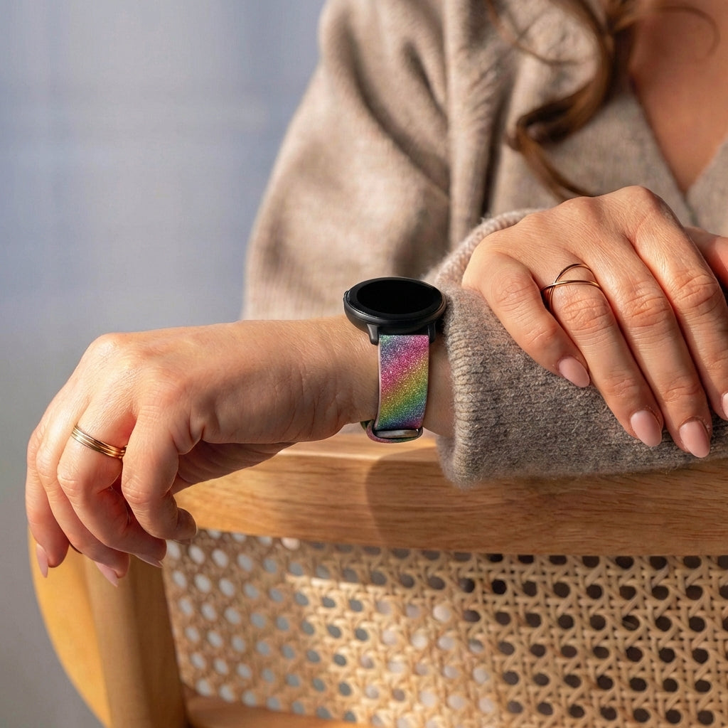 Bracelet cuir á paillettes Samsung Galaxy Watch 7 - 40mm (arc-en-ciel)
