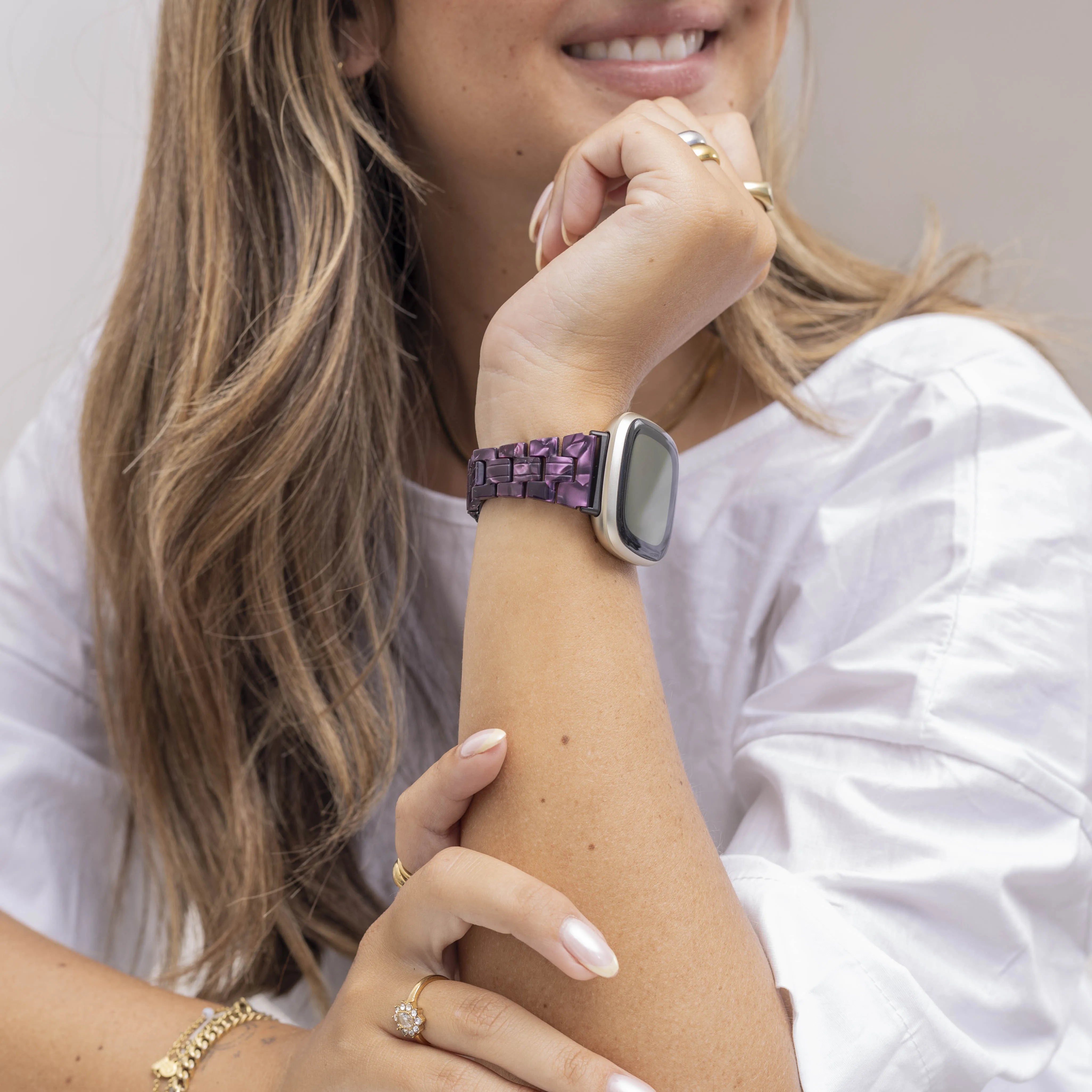 Bracelet en résine Fitbit Sense (noir/violet)