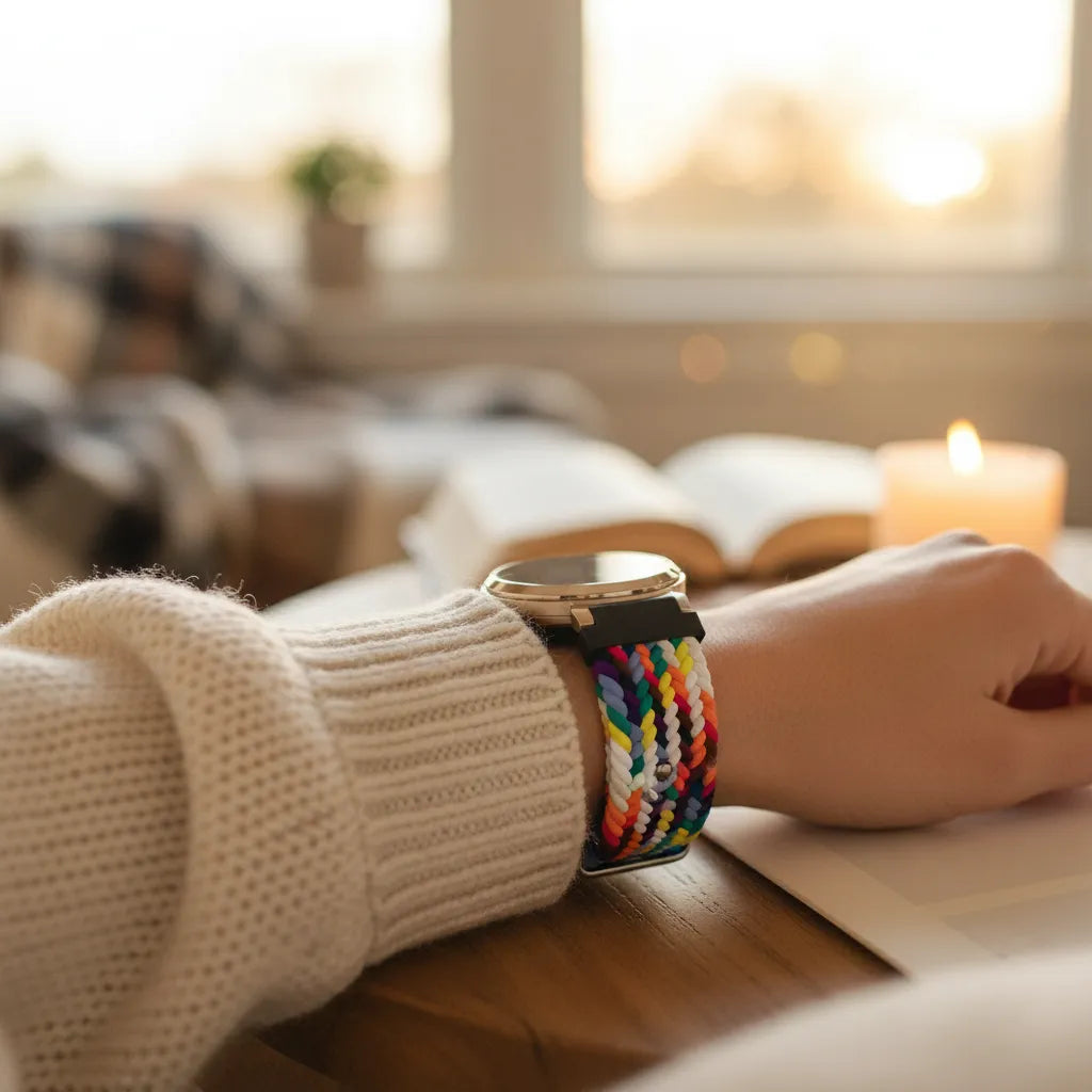 Bandz Bracelet nylon tissé Pebble Round 2 - 14mm (arc-en-ciel)