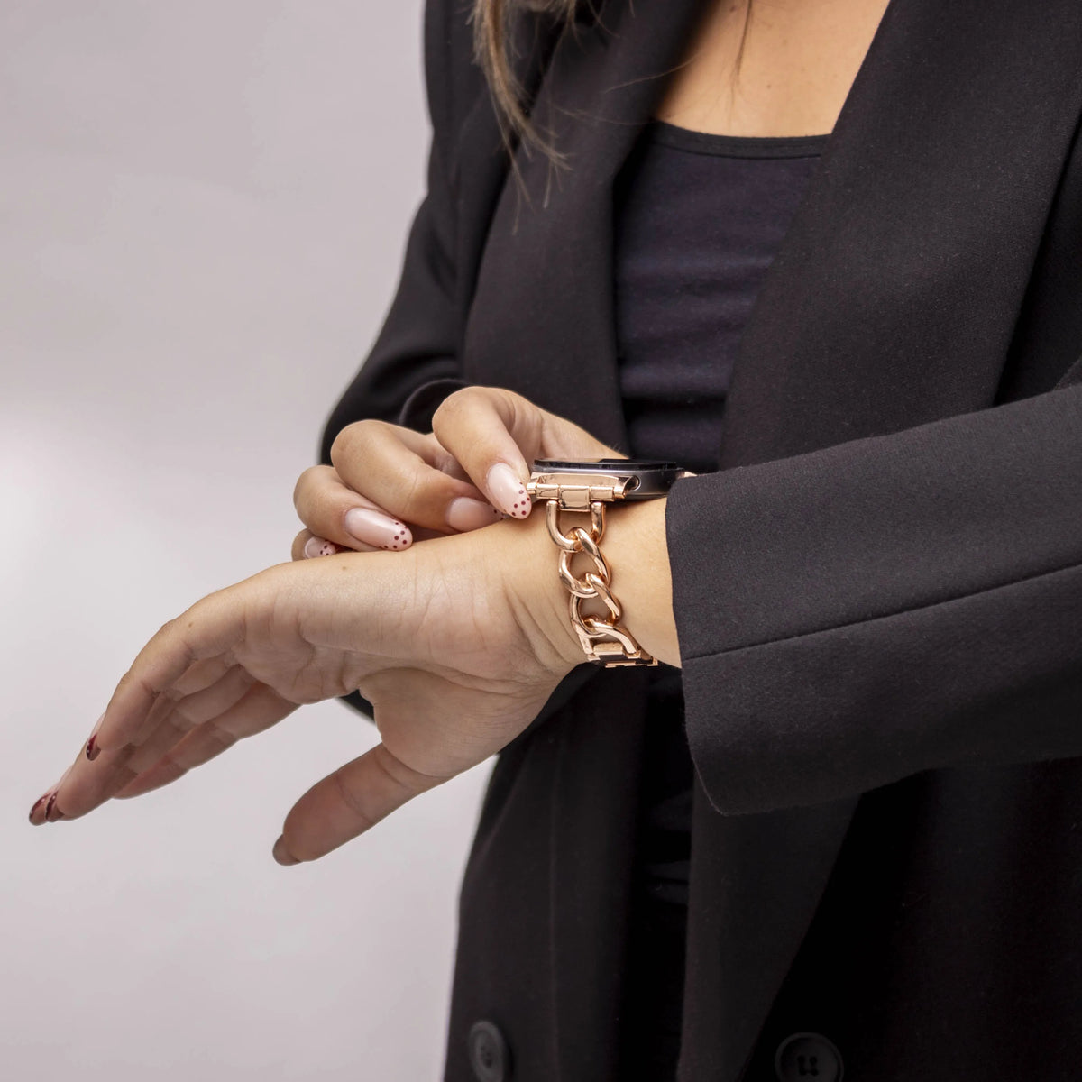 Steel Chain Strap, rose gold, lifestyle photo