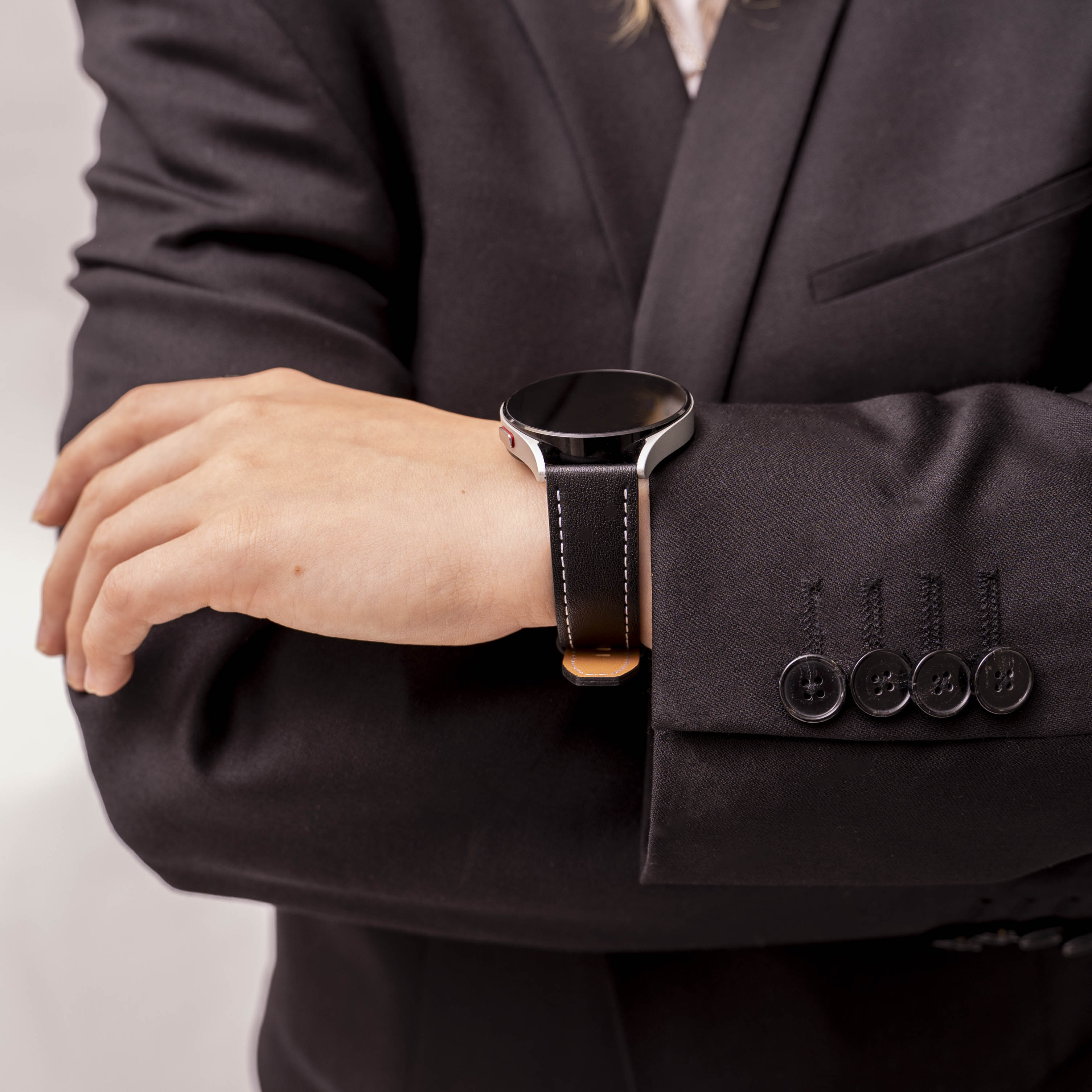 Bracelet cuir 'One Push' Withings Steel HR - 40mm (noir)
