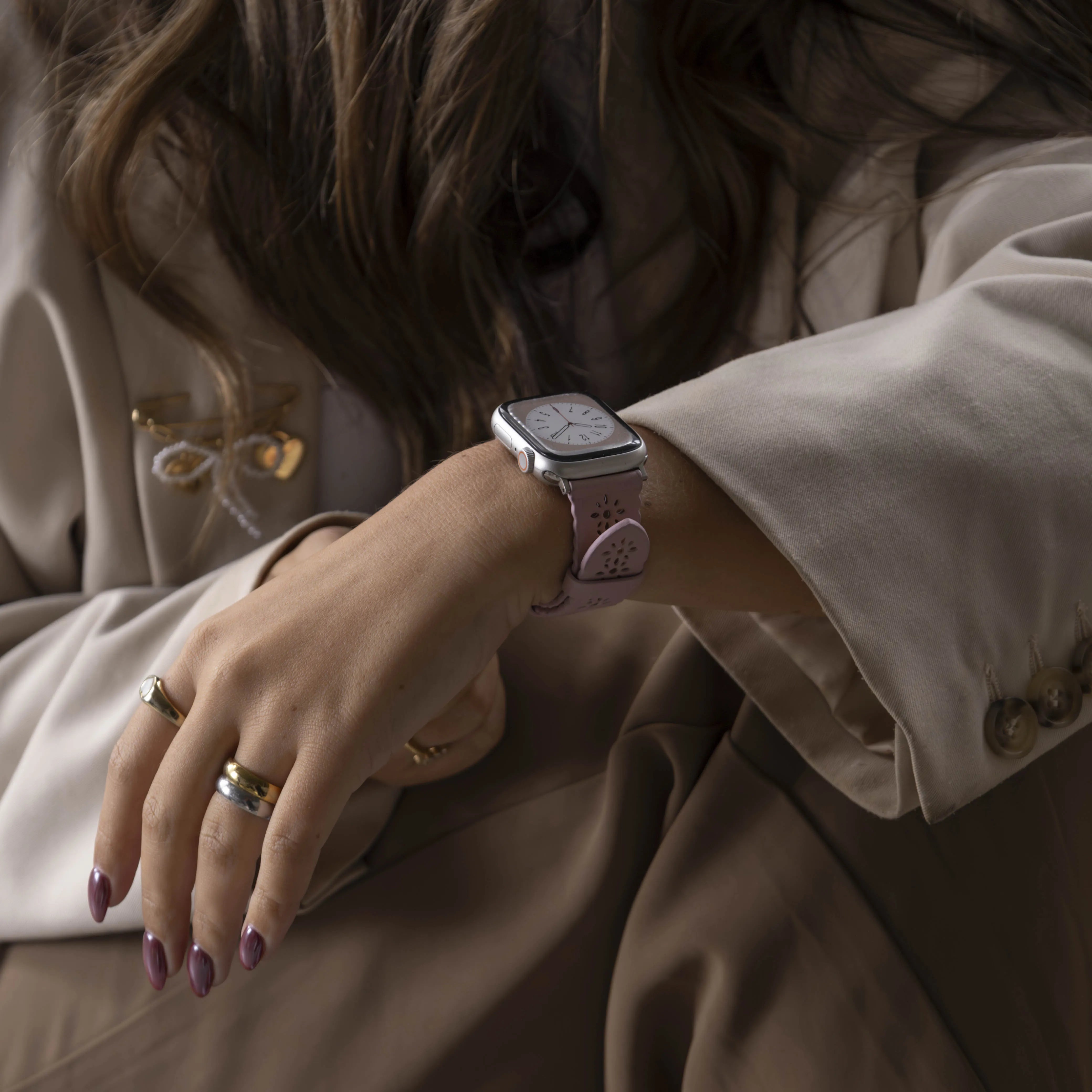 Bracelet silicone à motifs Apple Watch (rose)