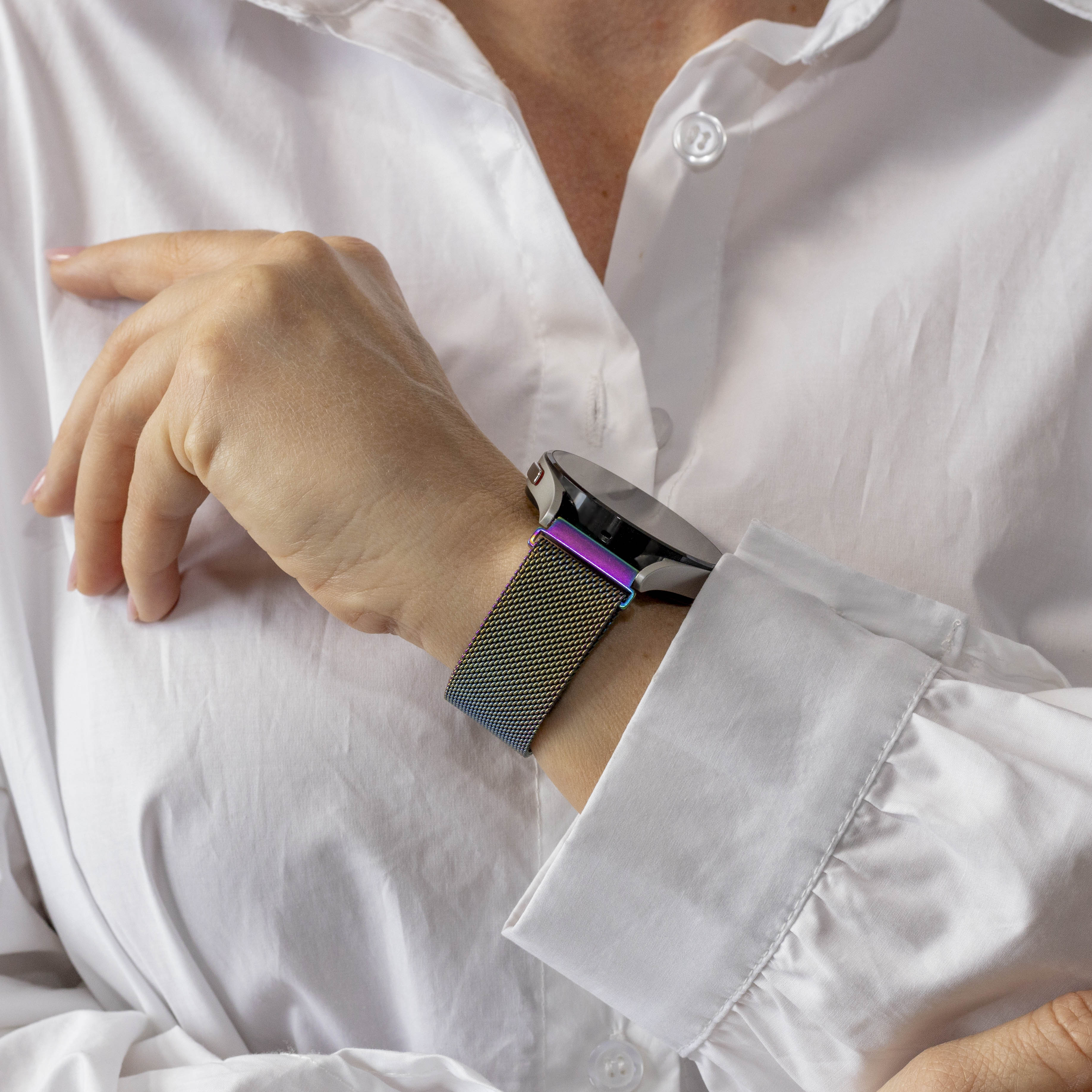 Bracelet milanais Garmin Vivomove Style (nacré)
