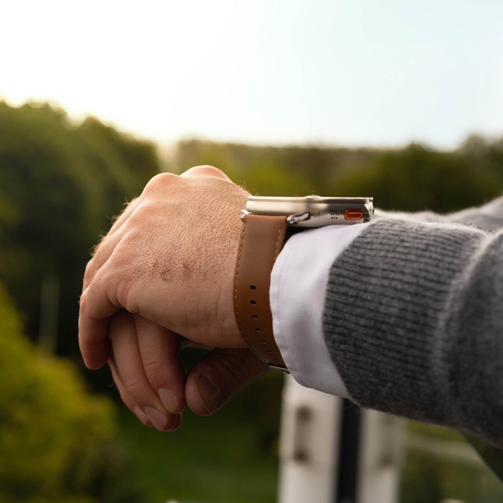 Bandz Bracelet cuir 'Classic' Apple Watch Ultra (marron clair)