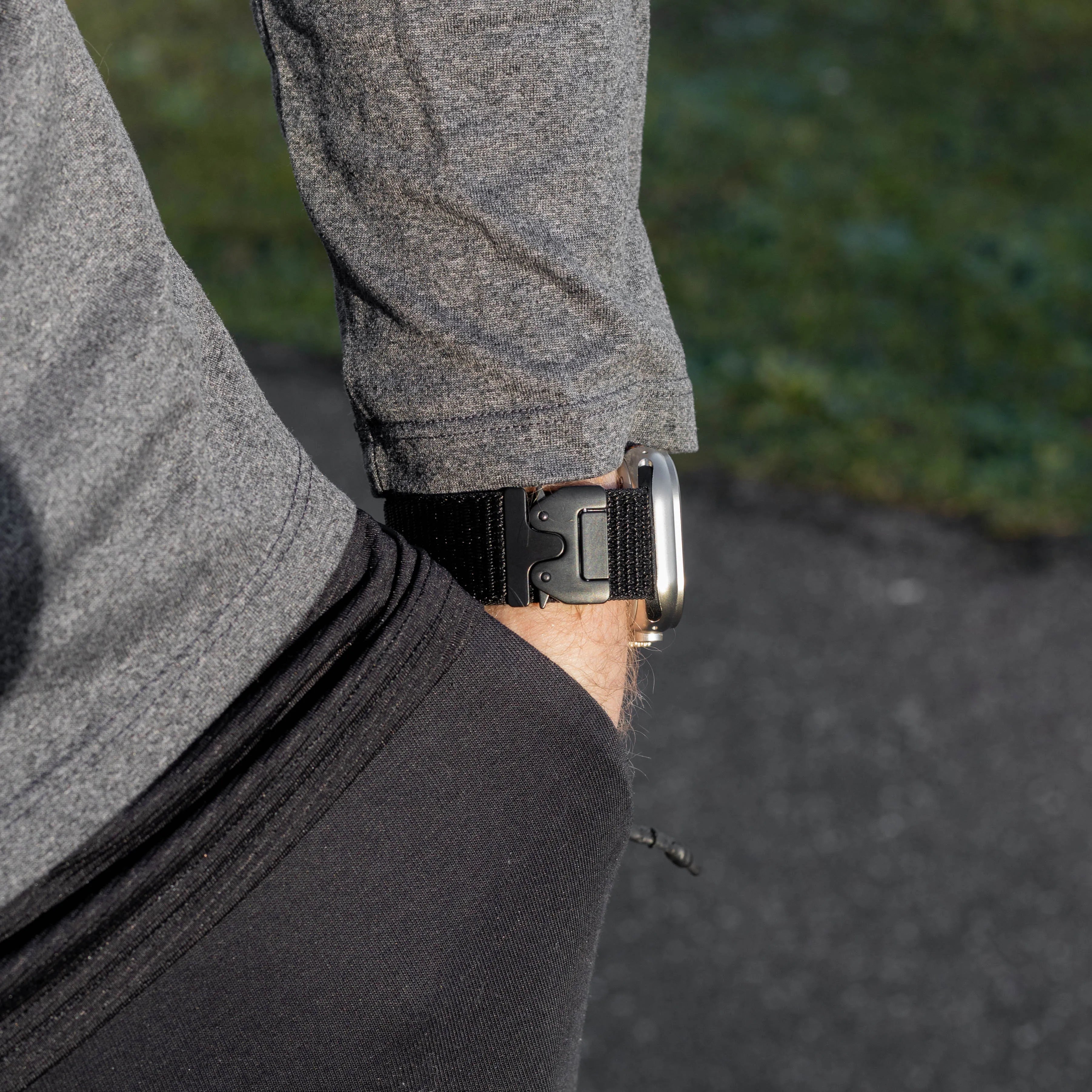 Bandz Bracelet nylon 'Classique' avec P-buckle Apple Watch (noir)
