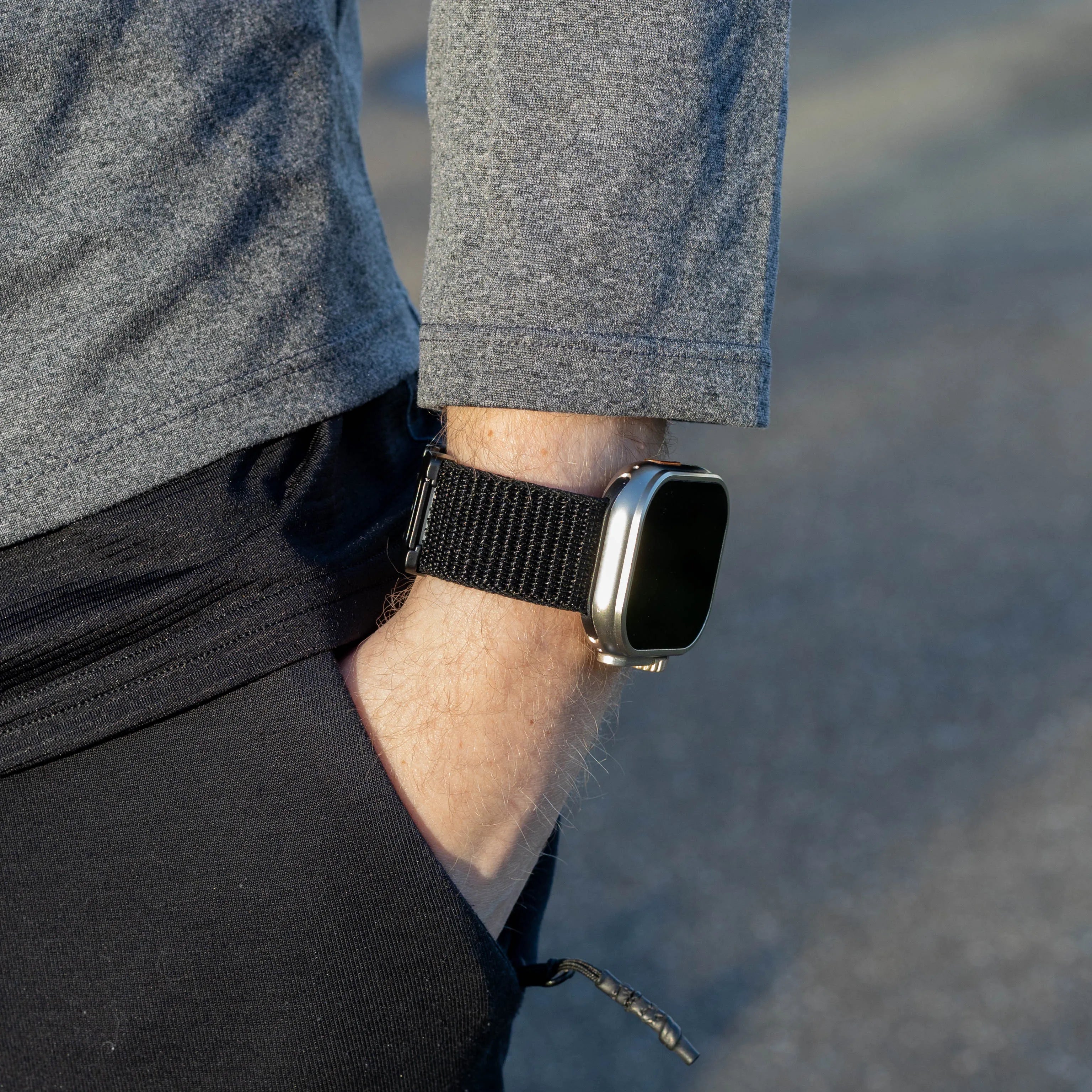 Bandz Bracelet nylon 'Classique' avec P-buckle Apple Watch (noir)