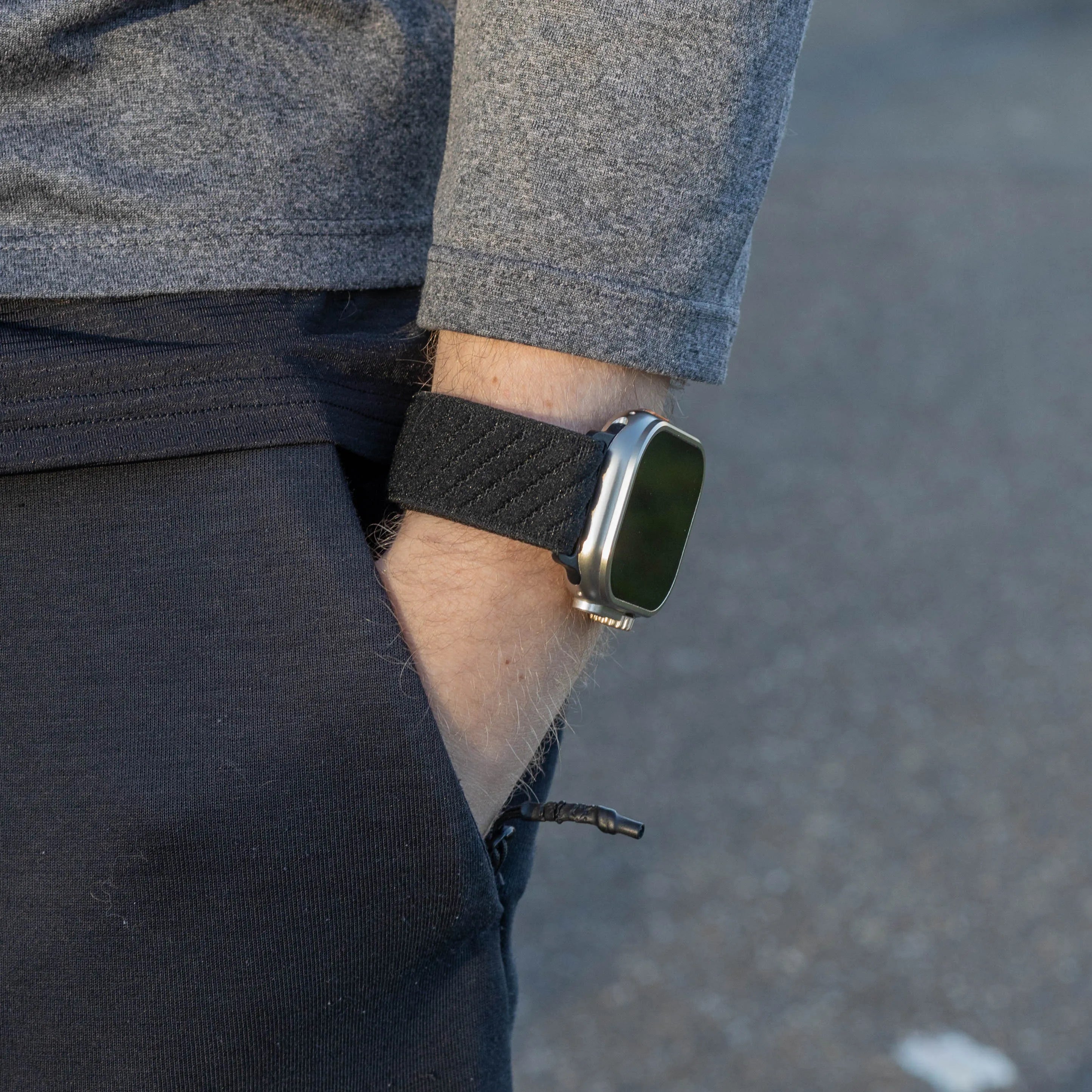 Bandz Bracelet nylon 'Wave' avec P-buckle Apple Watch (noir)