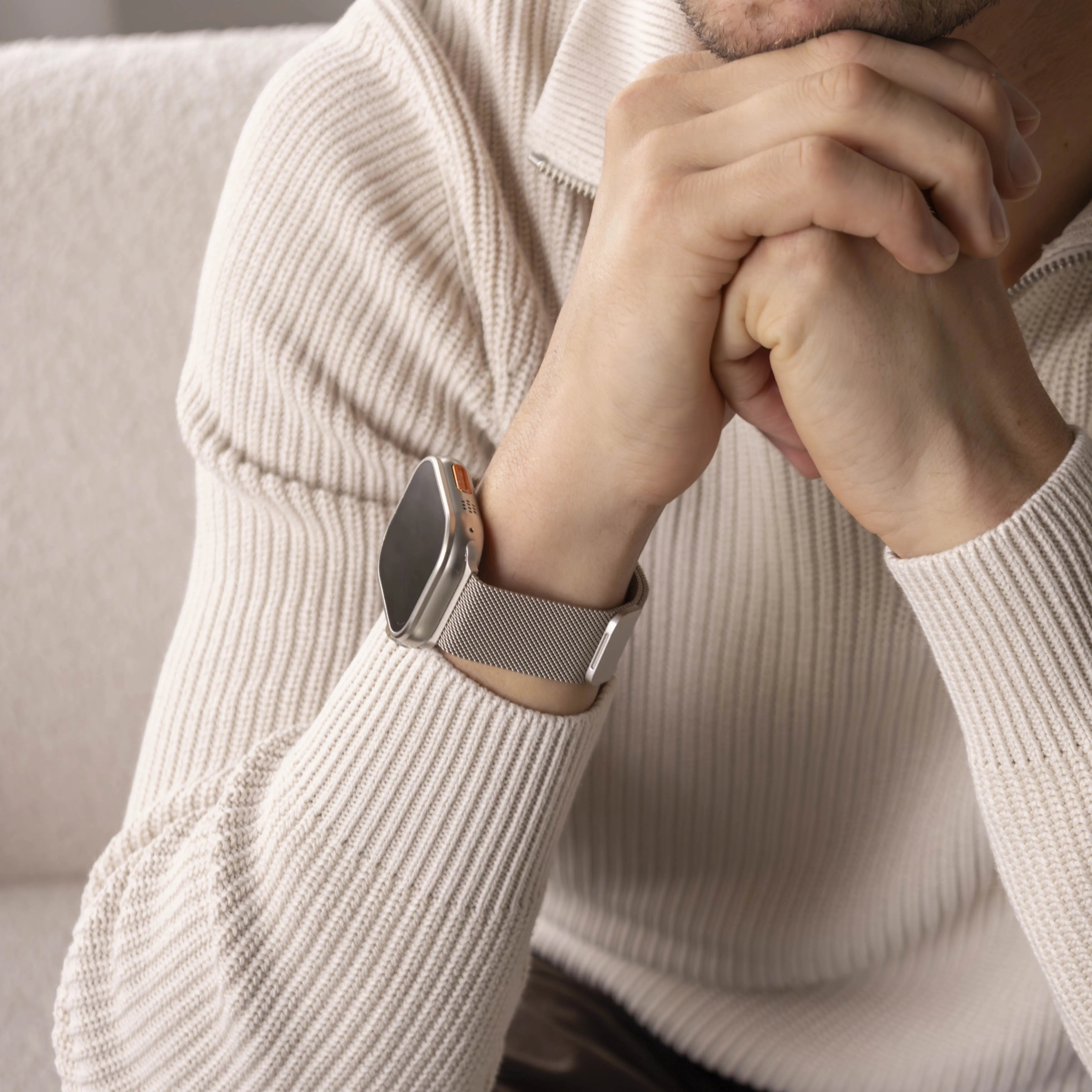 Bracelet Milanaise Apple Watch (lumière stellaire)