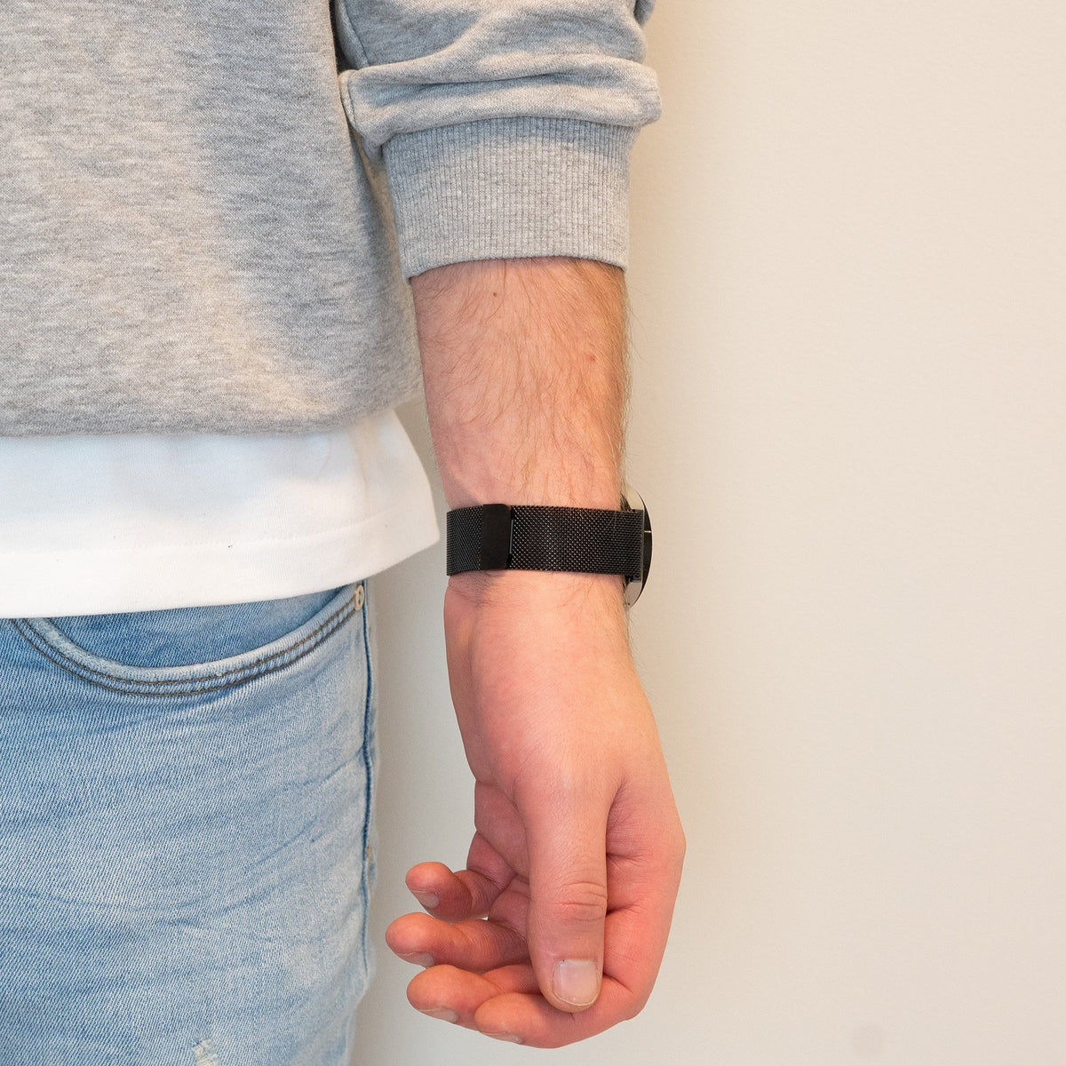 Milanese Loop Strap, black, lifestyle photo