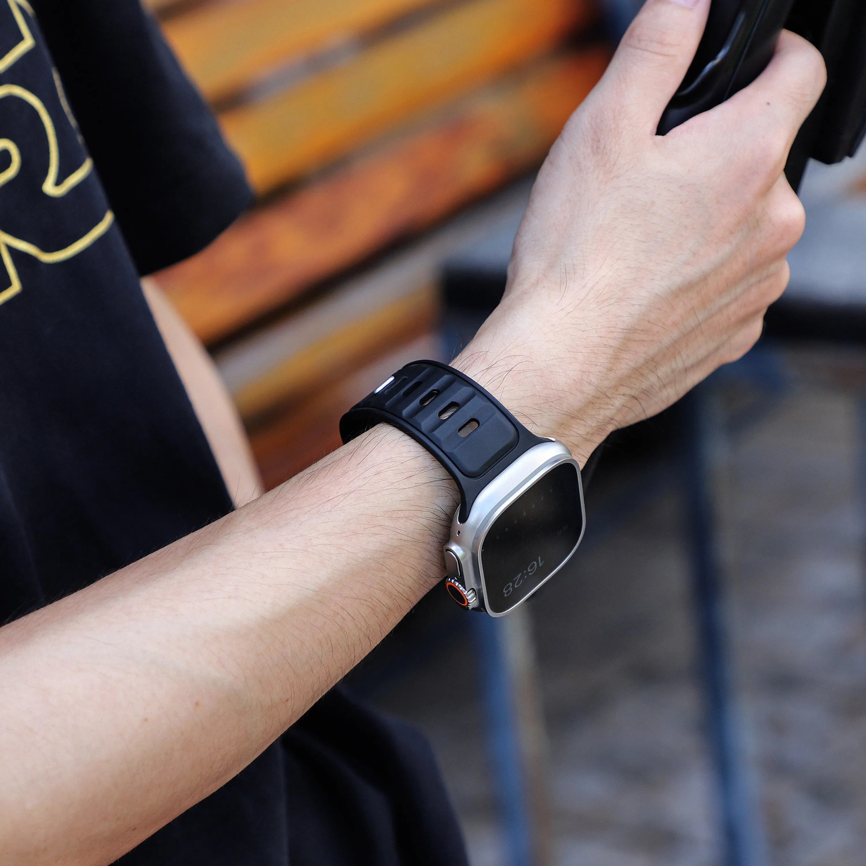 Bracelet silicone outdoor pour Apple Watch (noir/noir)