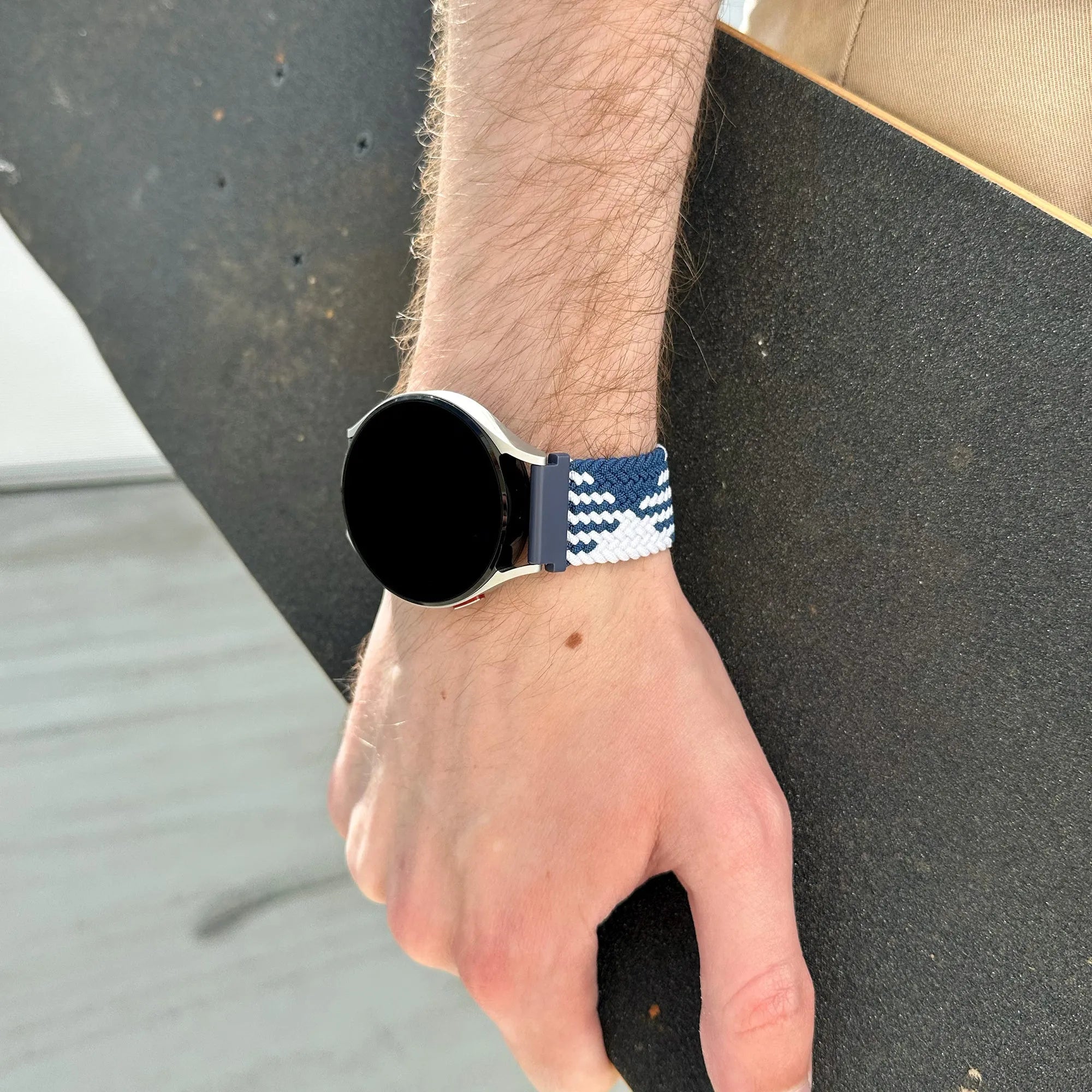 Bracelet tressé réglable Coros Pace 2 (bleu/blanc)