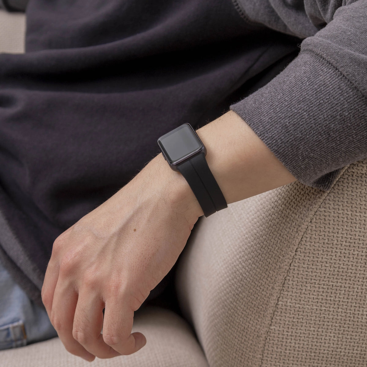 D-Buckle Silicone Strap, black, lifestyle photo