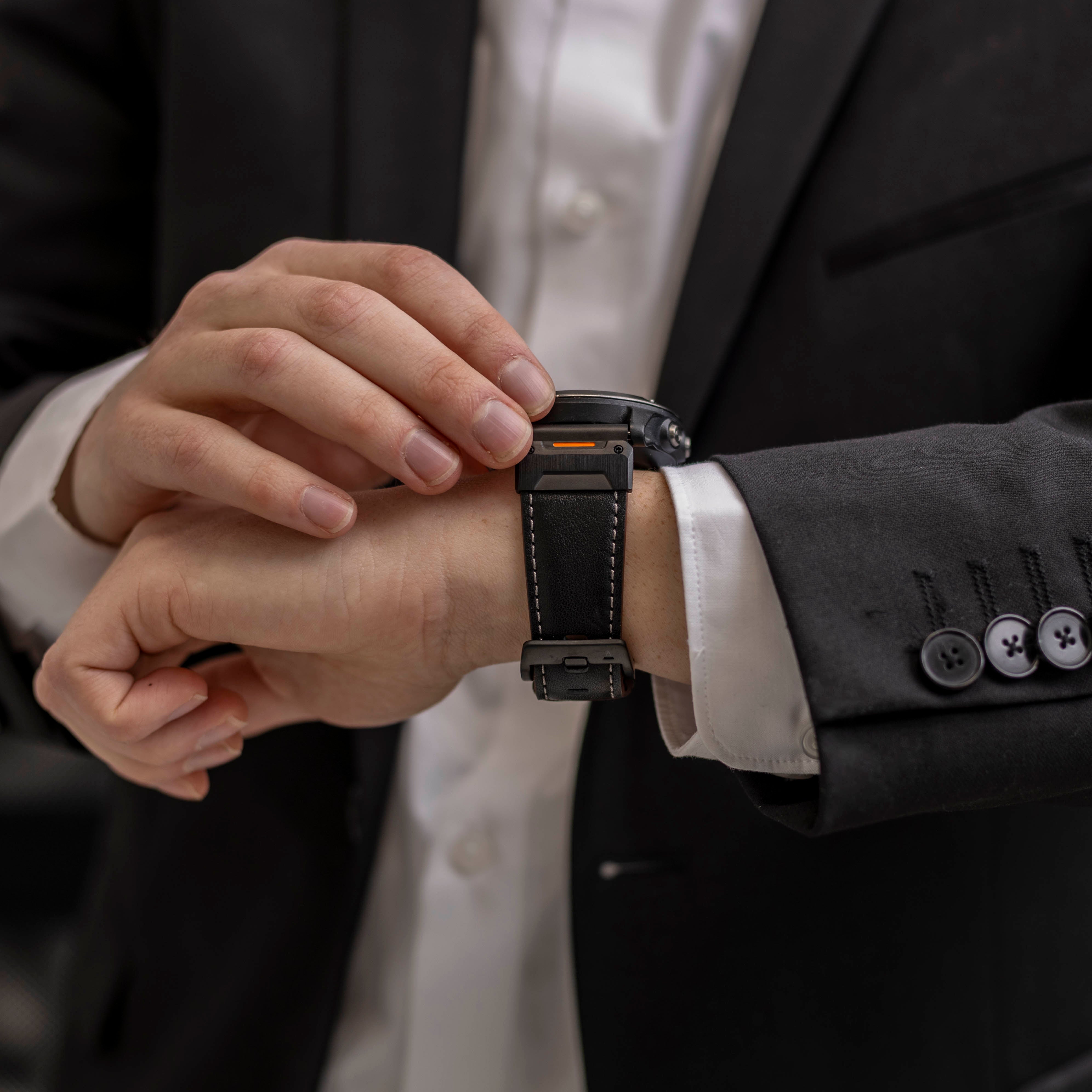 Bracelet en cuir véritable Garmin Fenix 5x / 6x (noir)