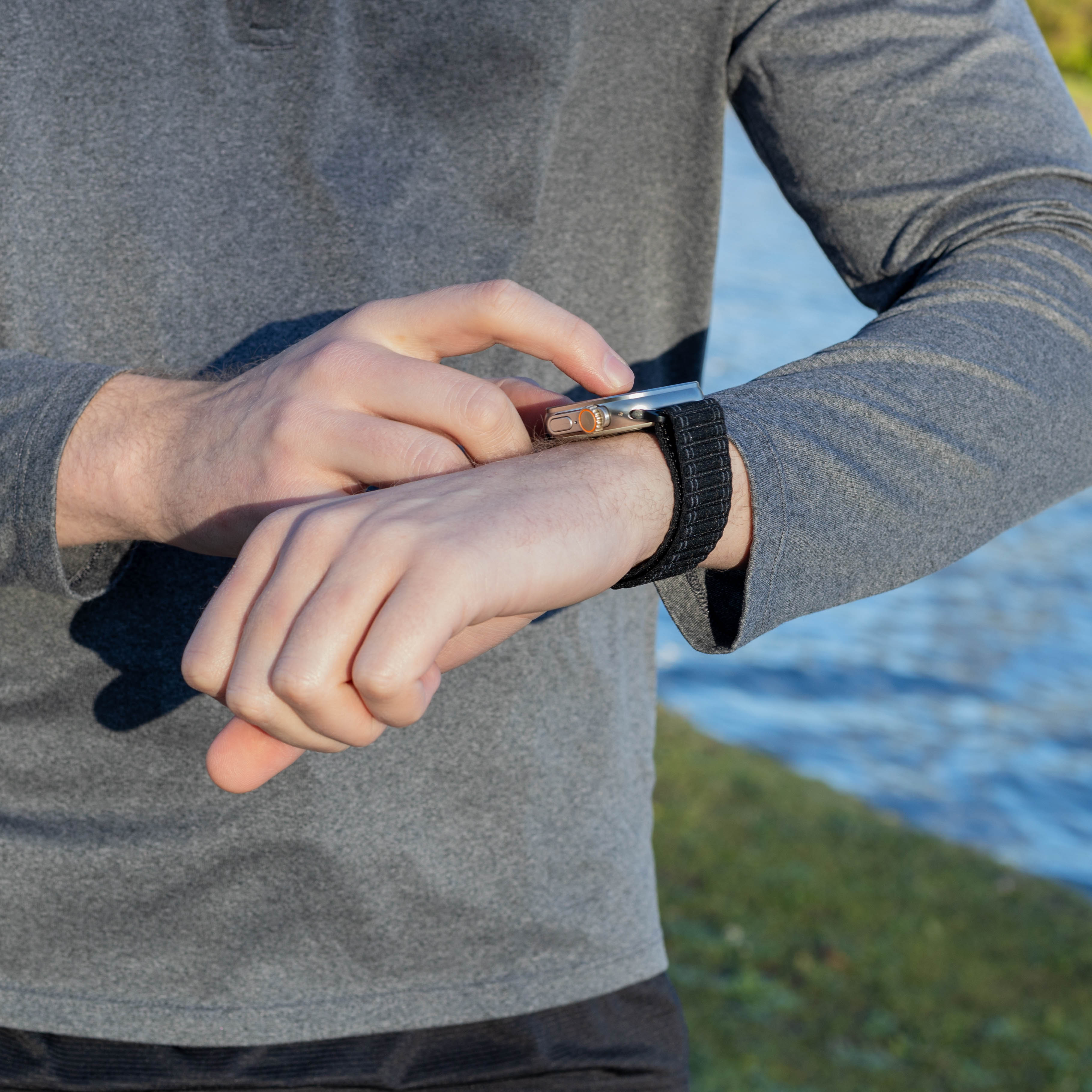 Bandz Bracelet nylon 'Deluxe' boucle en P Apple Watch Ultra (noir)