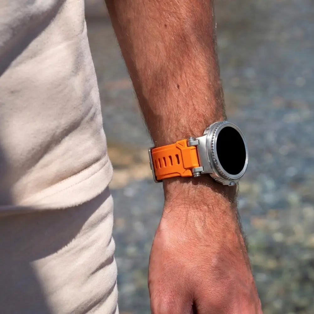 Bracelet silicone 'Explorer' Samsung Galaxy Watch 8 40mm (orange avec titane)