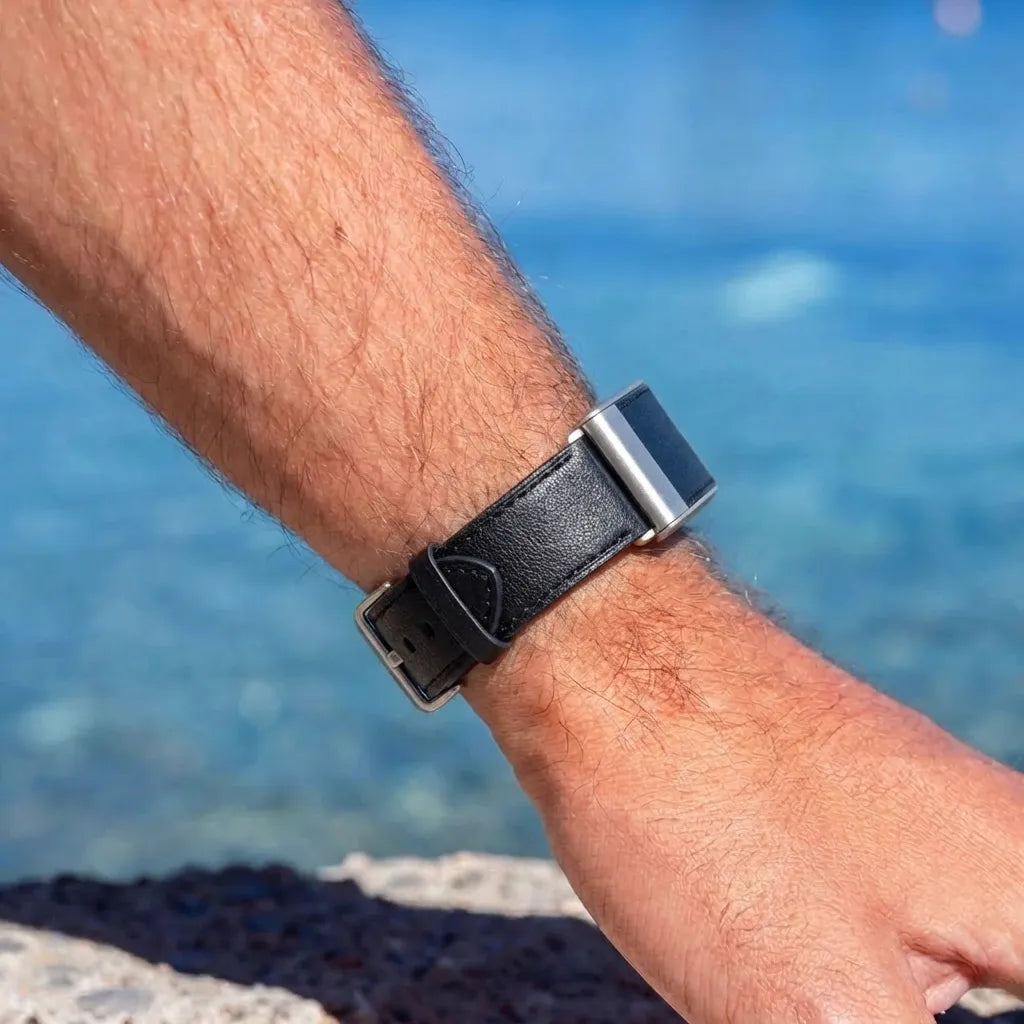 Bracelet cuir compatible avec Whoop 5.0 (noir)