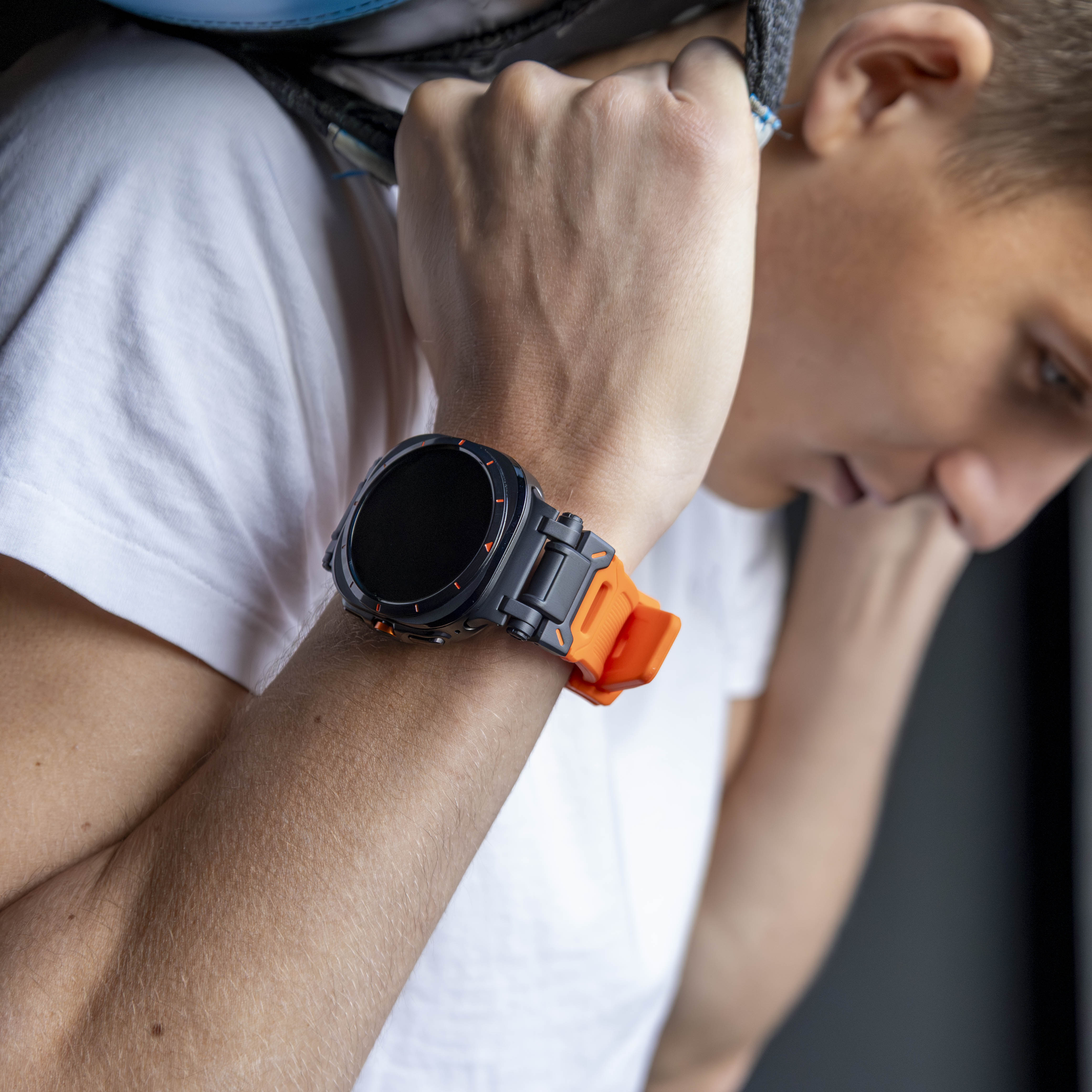Bracelet silicone 'Explorer' Samsung Galaxy Watch Ultra 2 (orange avec noir)