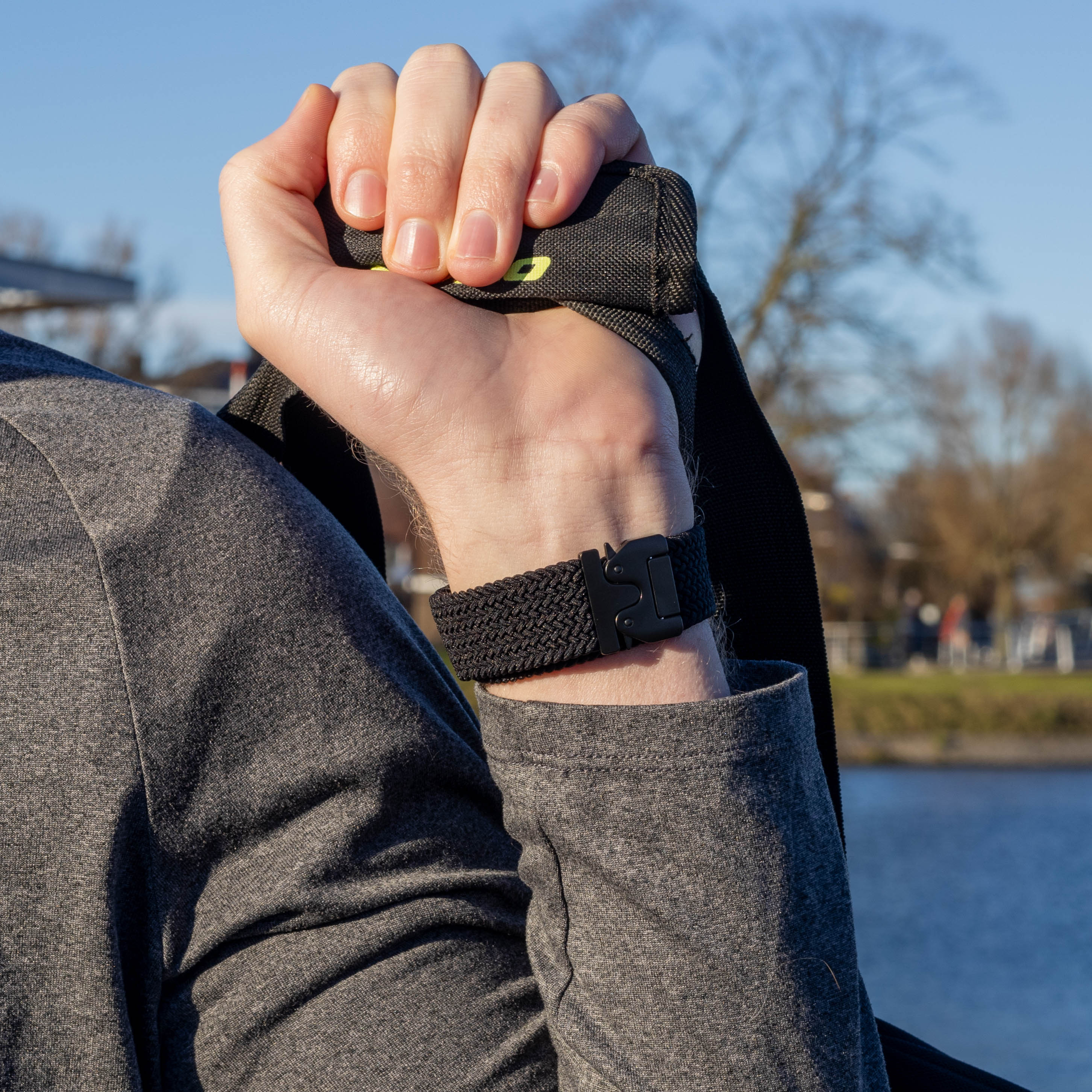 Bandz Bracelet tressé boucle en P Apple Watch Ultra (noir)