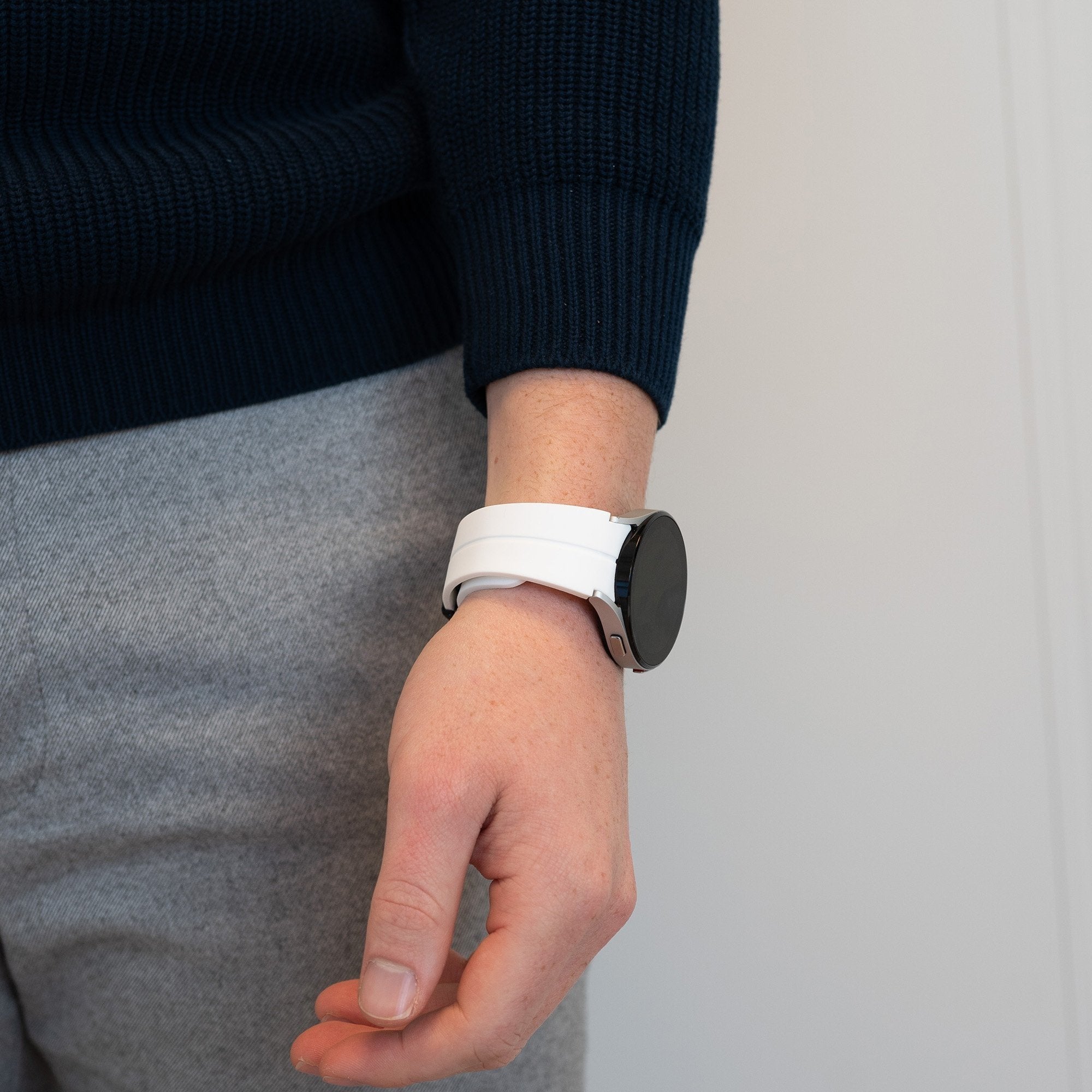 D-Buckle Silicone Strap, white, lifestyle photo