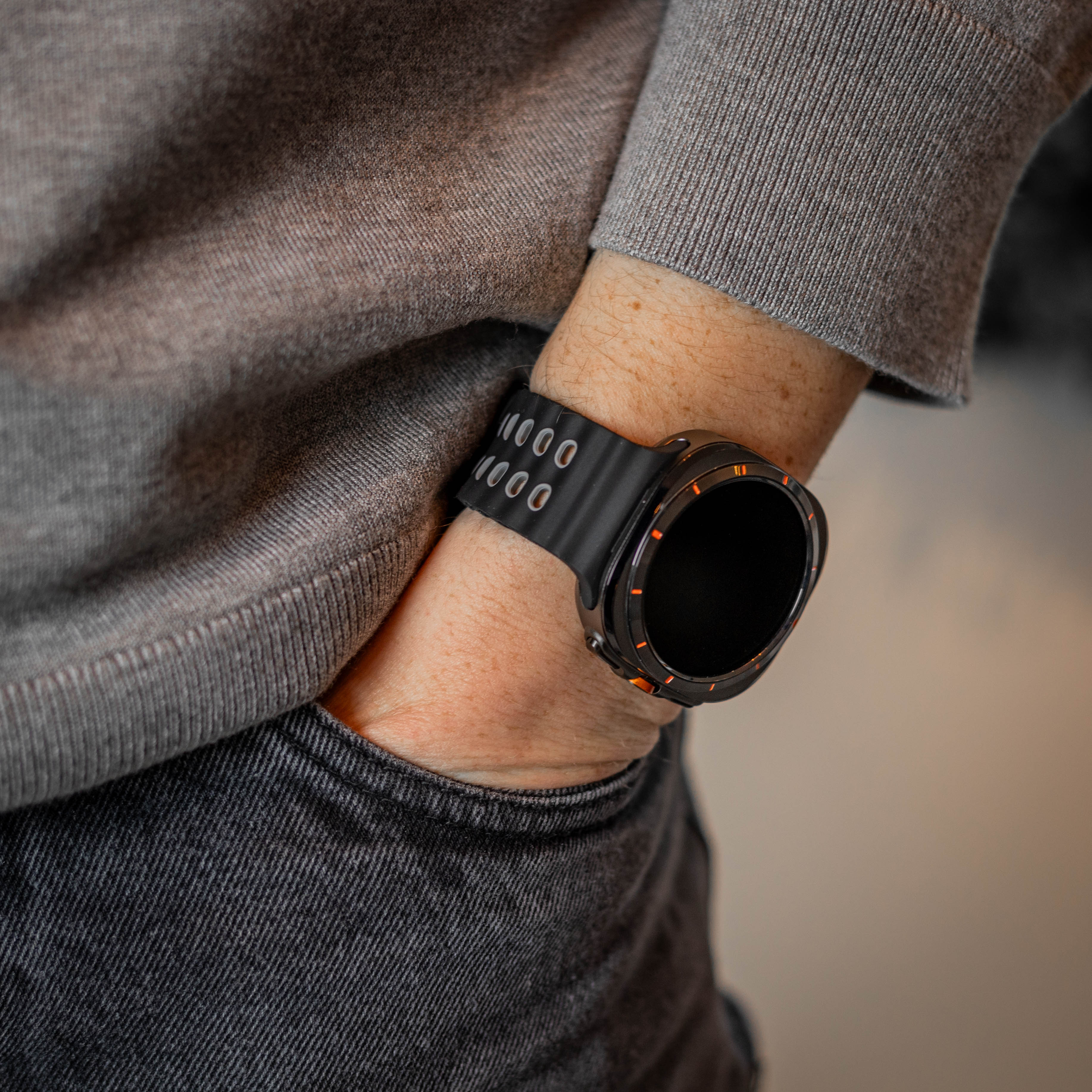 Samsung Galaxy Watch Ultra 2 Wave Silicone Strap Duo (Black/Grey)