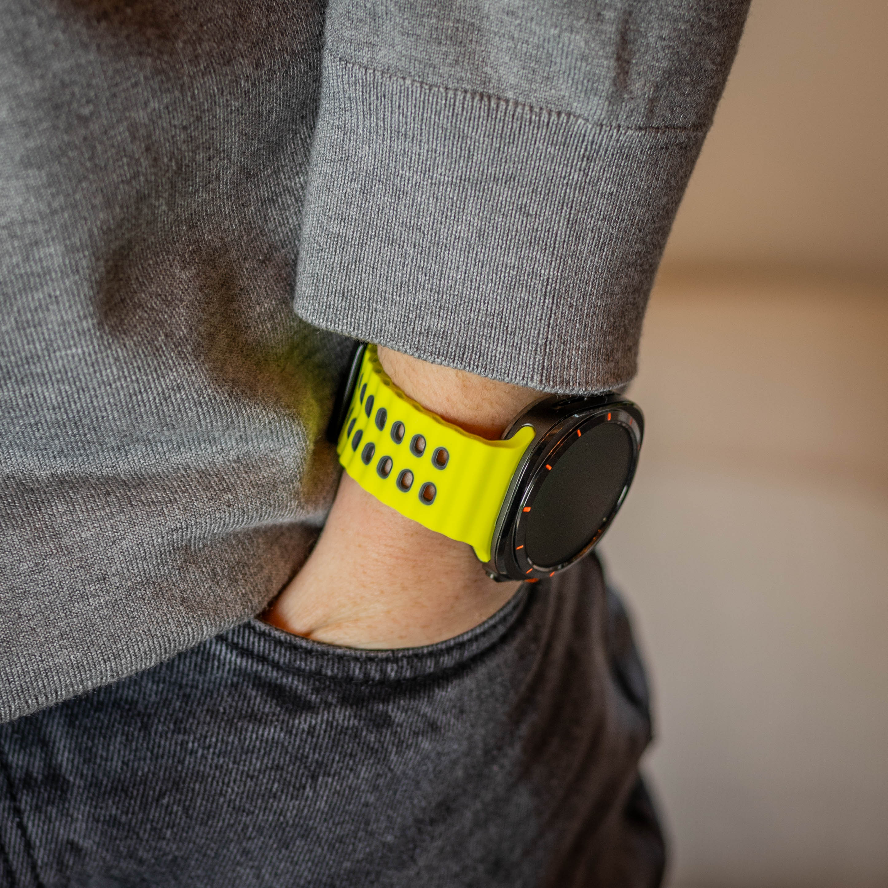 Bracelet silicone ondulé duo Samsung Galaxy Watch Ultra 2 (lime/gris foncé)