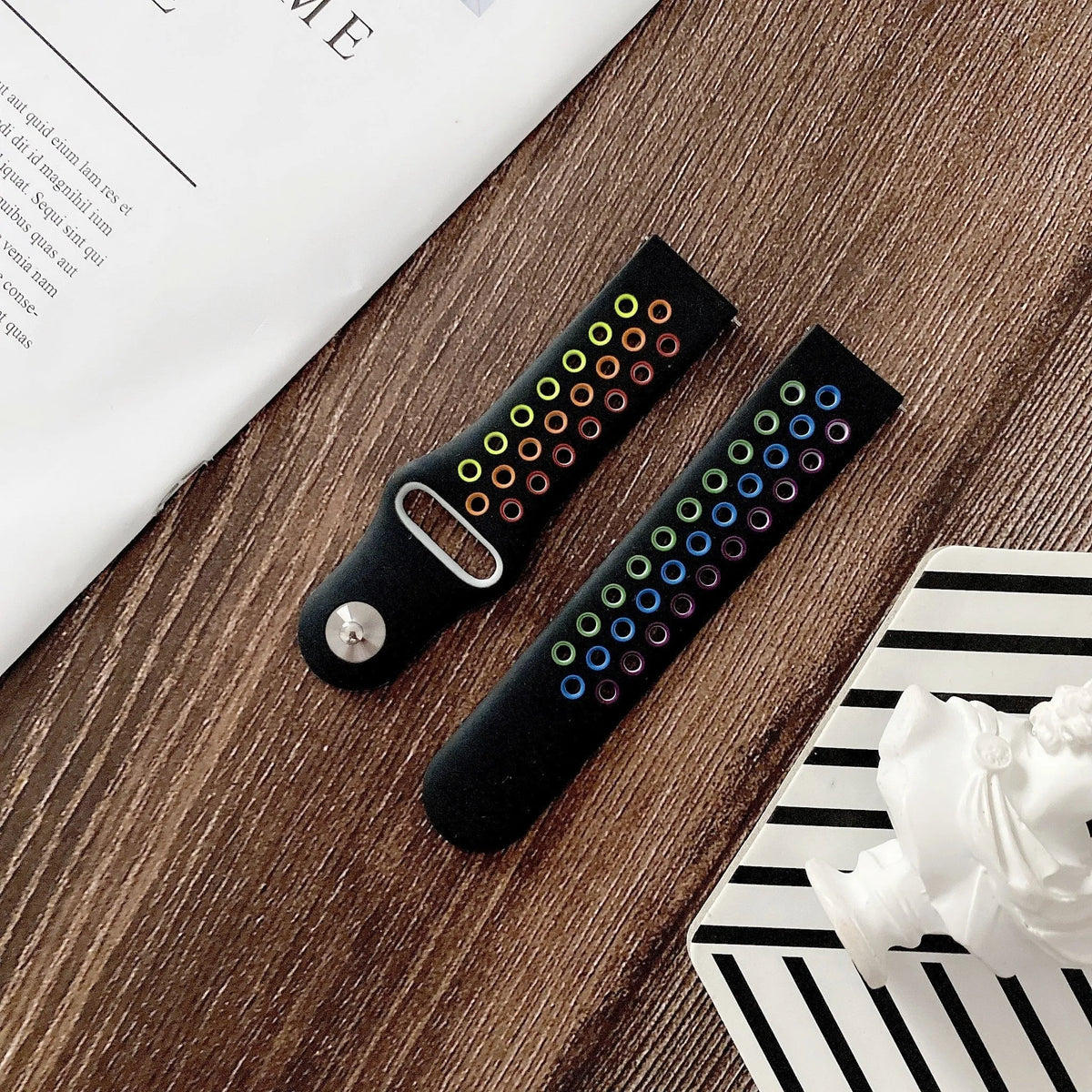 Silicone Sport Strap, black/colourful, lifestyle photo