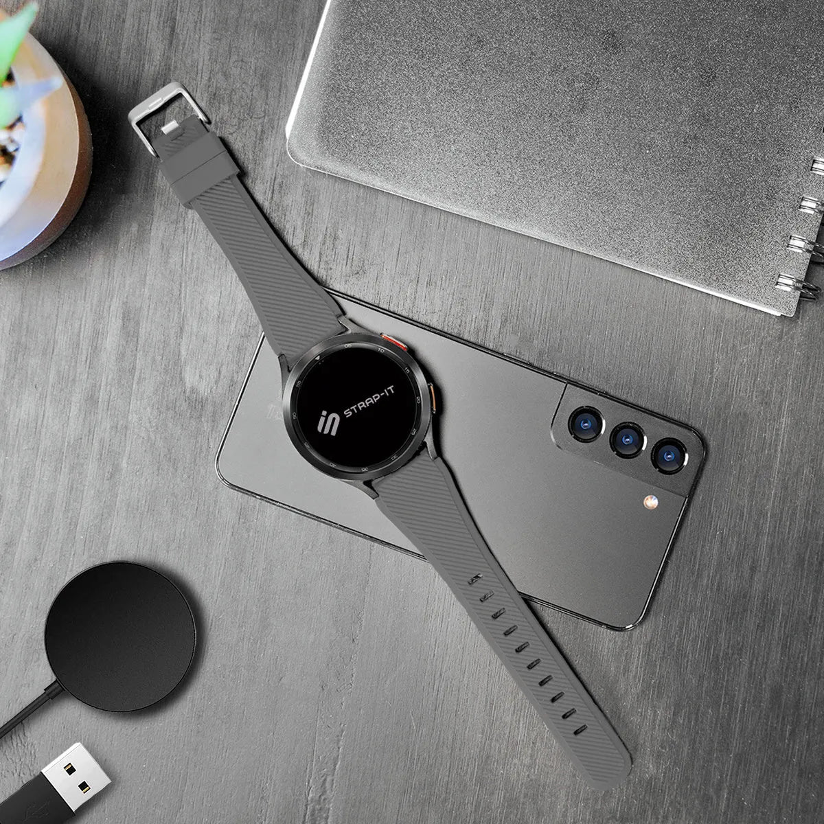 Bracelet silicone sergé Amazfit GTS 4 (gris)