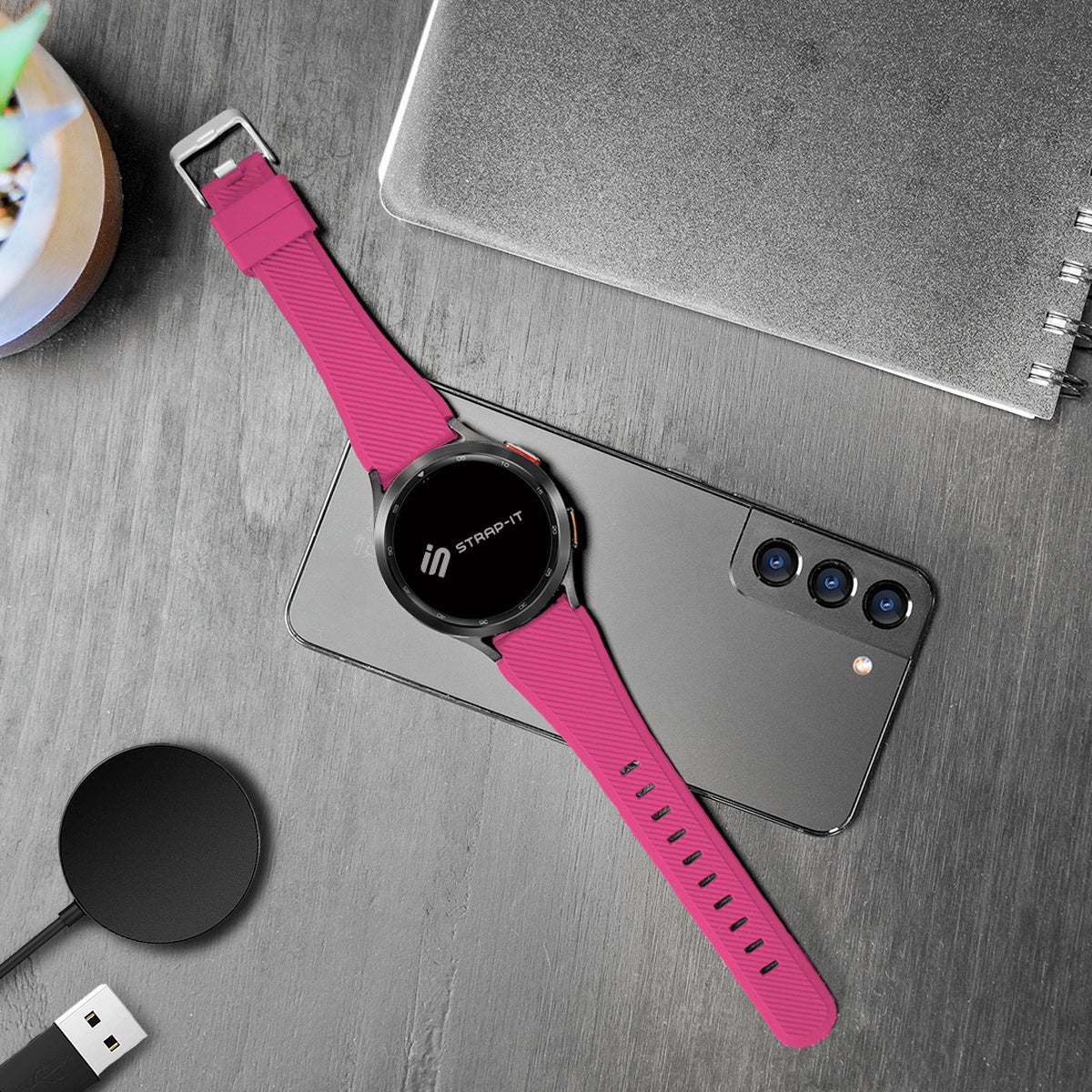 Bracelet silicone sergé Coros Apex 46mm (rose brillante)