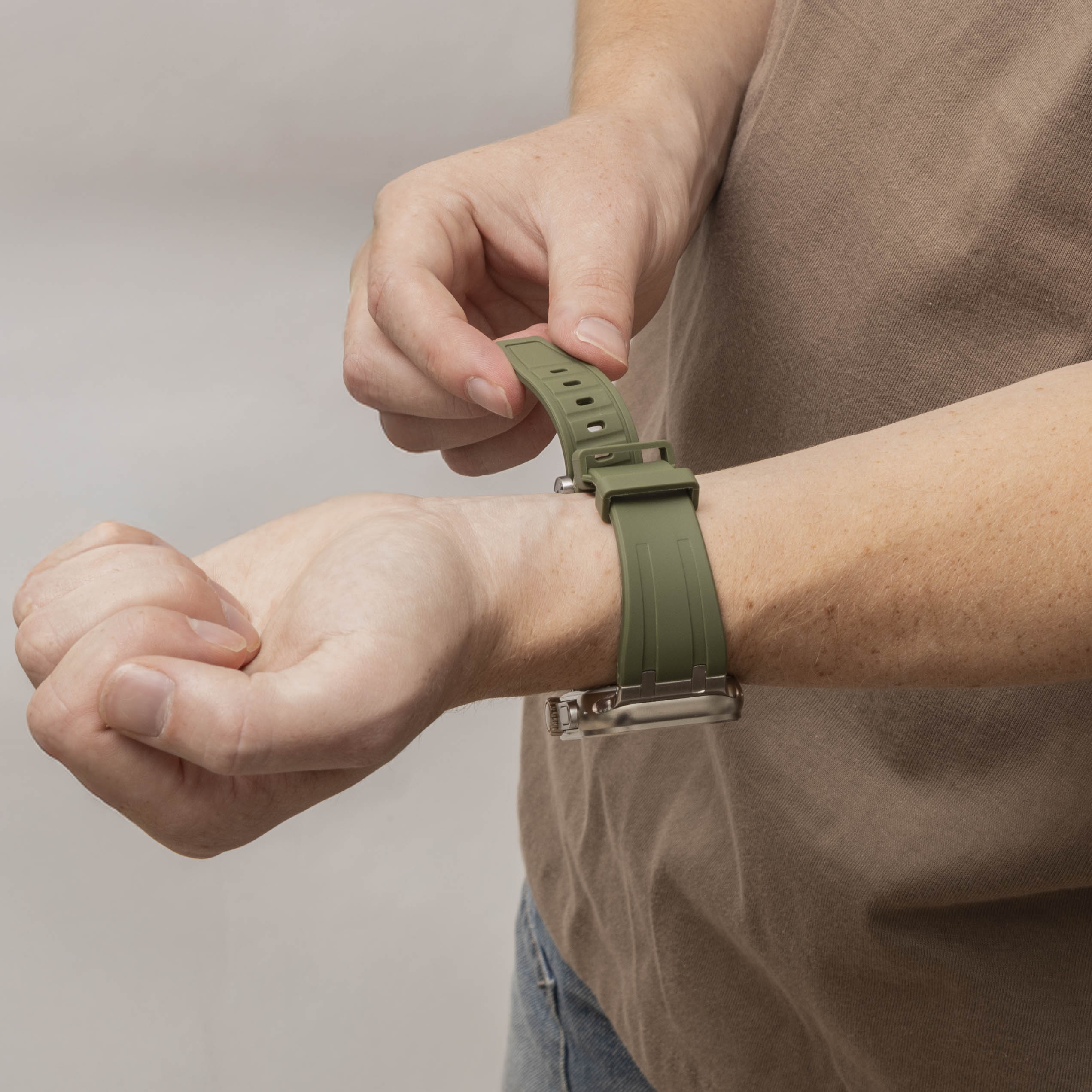 Bandz Bracelet silicone 'Luxe Liquid' Apple Watch Ultra (vert avec argent)