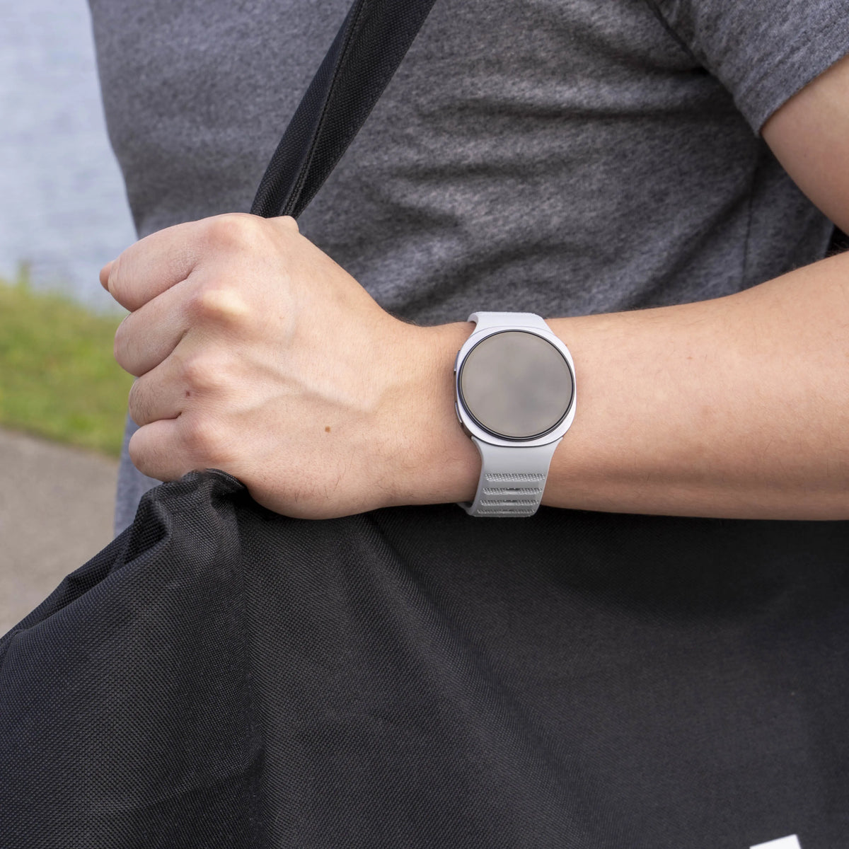 Outdoor Silicone Strap, grey, lifestyle photo