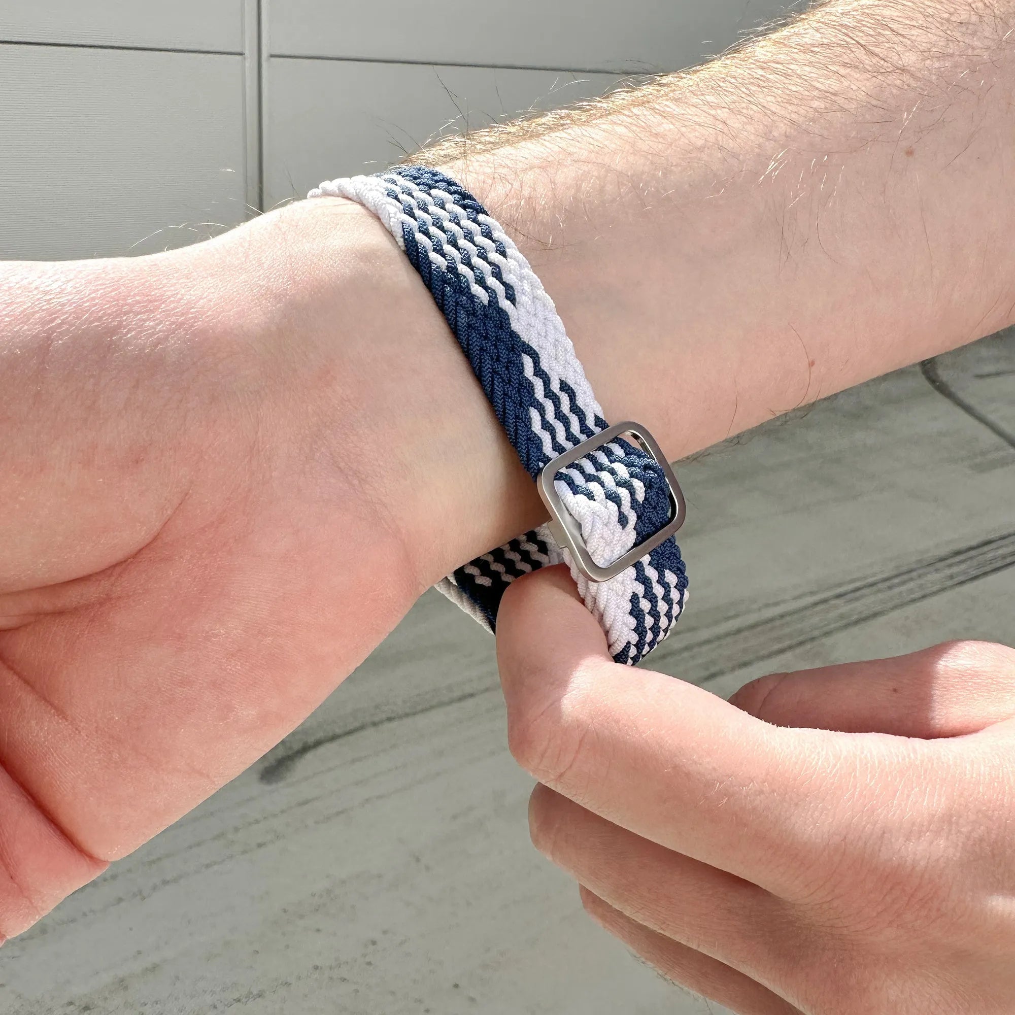 Bracelet tressé réglable Amazfit Bip 3 (Pro) (bleu/blanc)