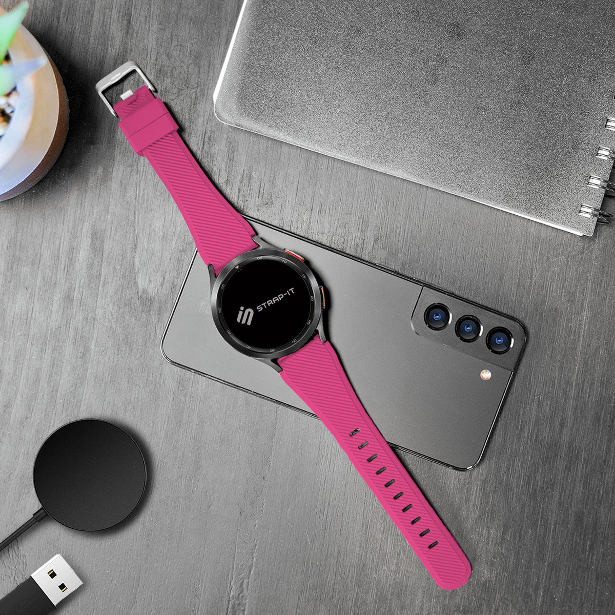Bracelet silicone sergé Withings ScanWatch Nova (rose brillante)