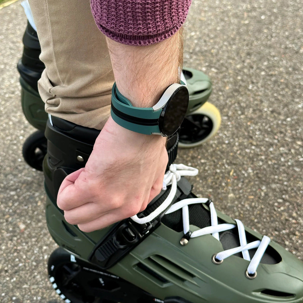 Silicone Magnetic Sport Strap, green/black, lifestyle photo