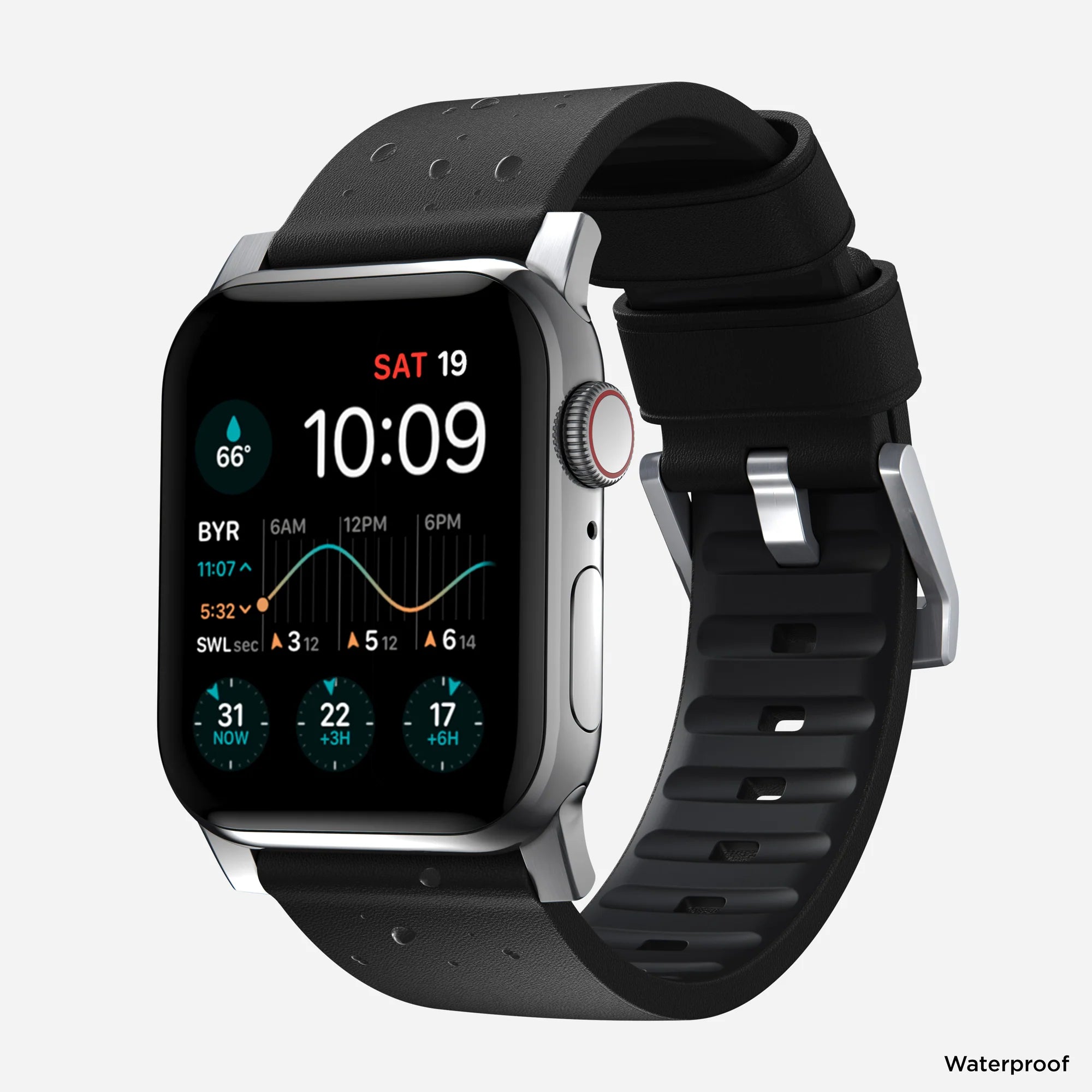 Nomad Bracelet hibrida Apple Watch Active Pro (noir/argenté)
