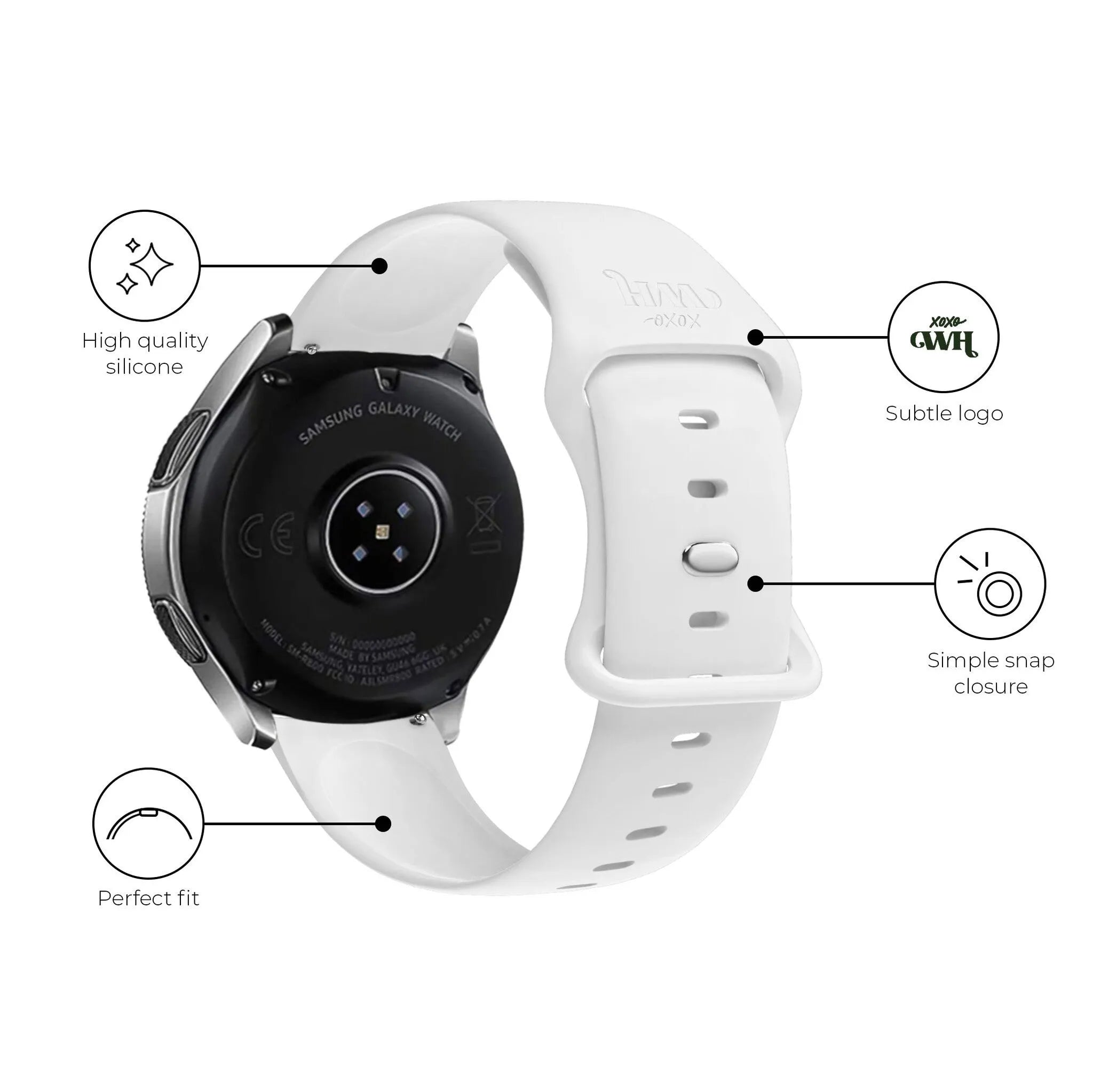 Bracelet silicone xoxo Wildhearts Fossil Gen 6 44mm (blanc)