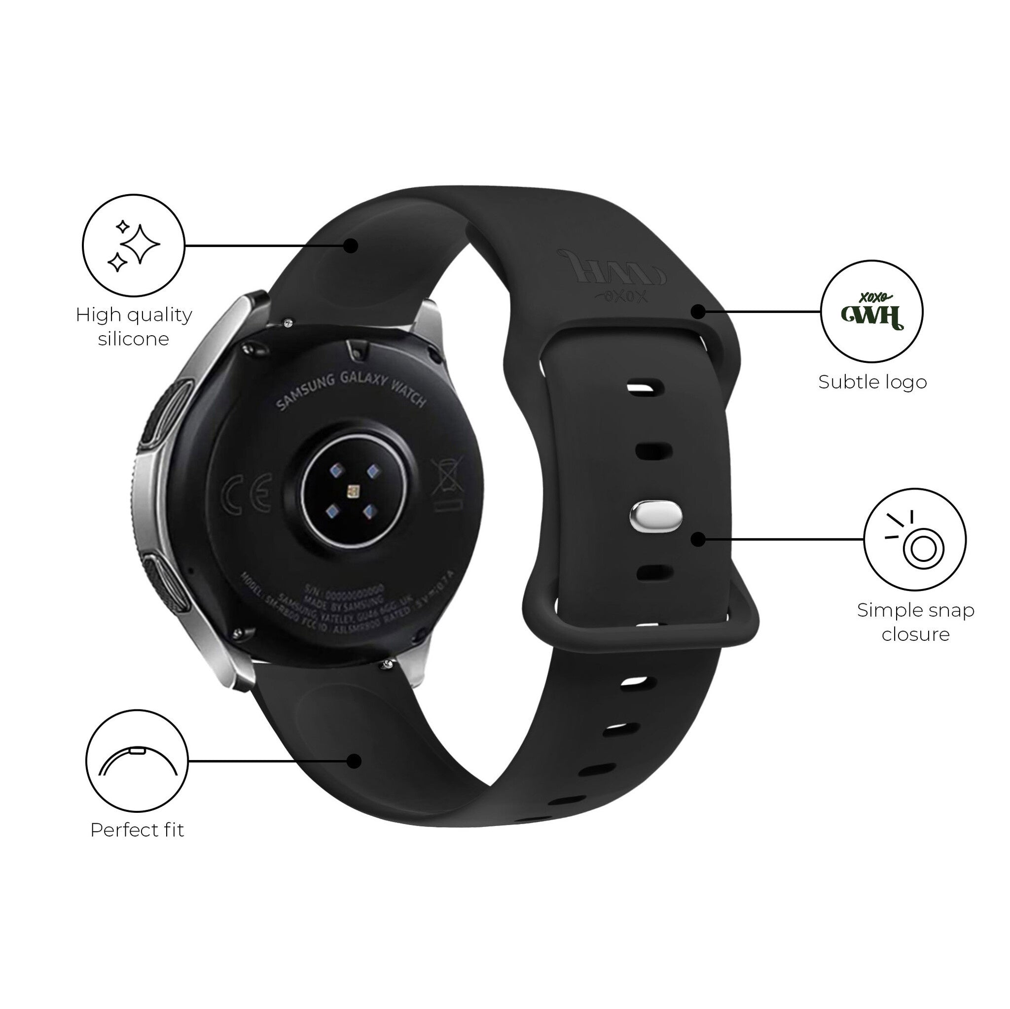 xoxo Wildhearts Samsung Gear Sport Silicone Strap (Black)