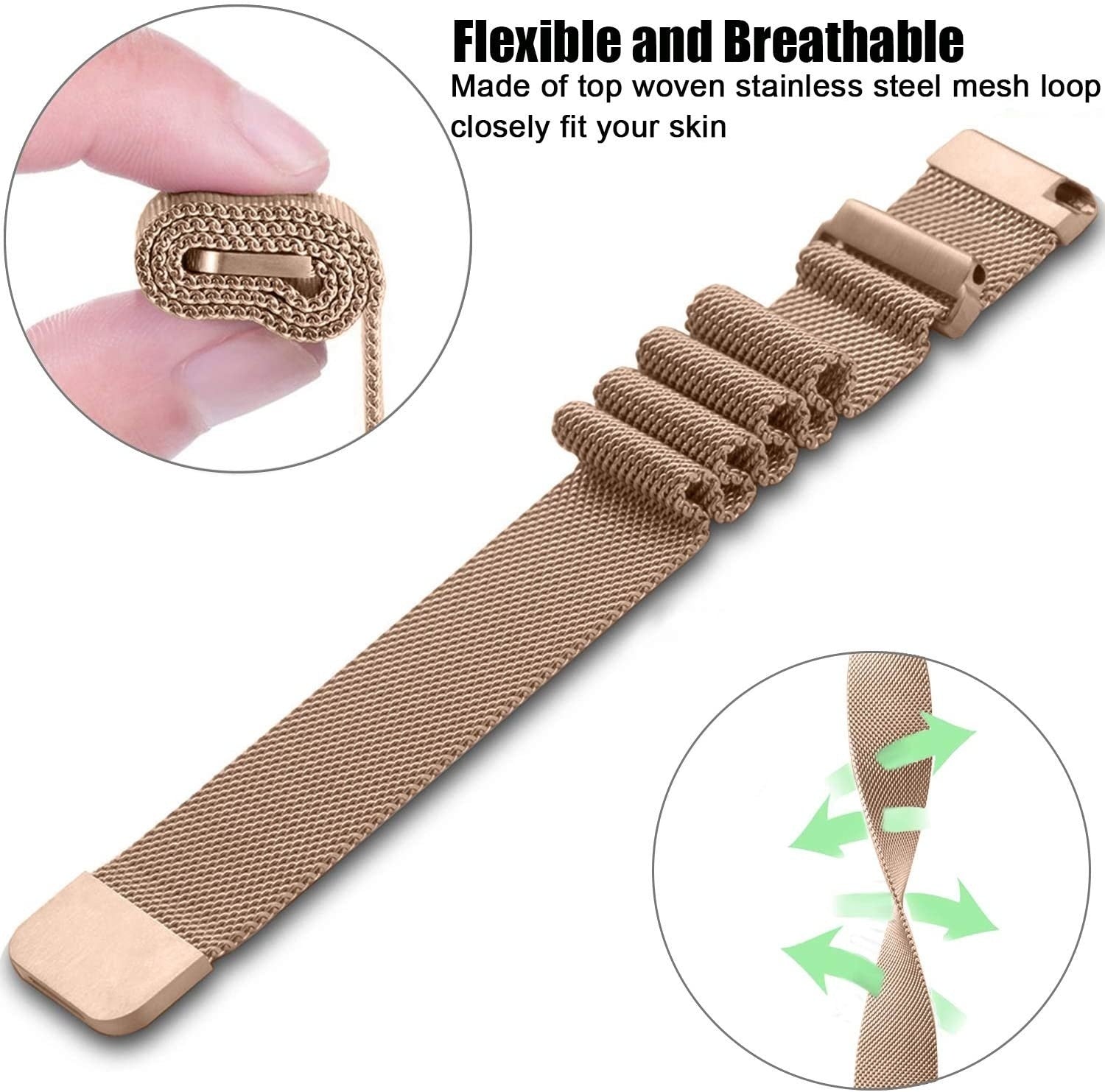 Bracelet milanais Garmin Vivoactive 4 (rose or)