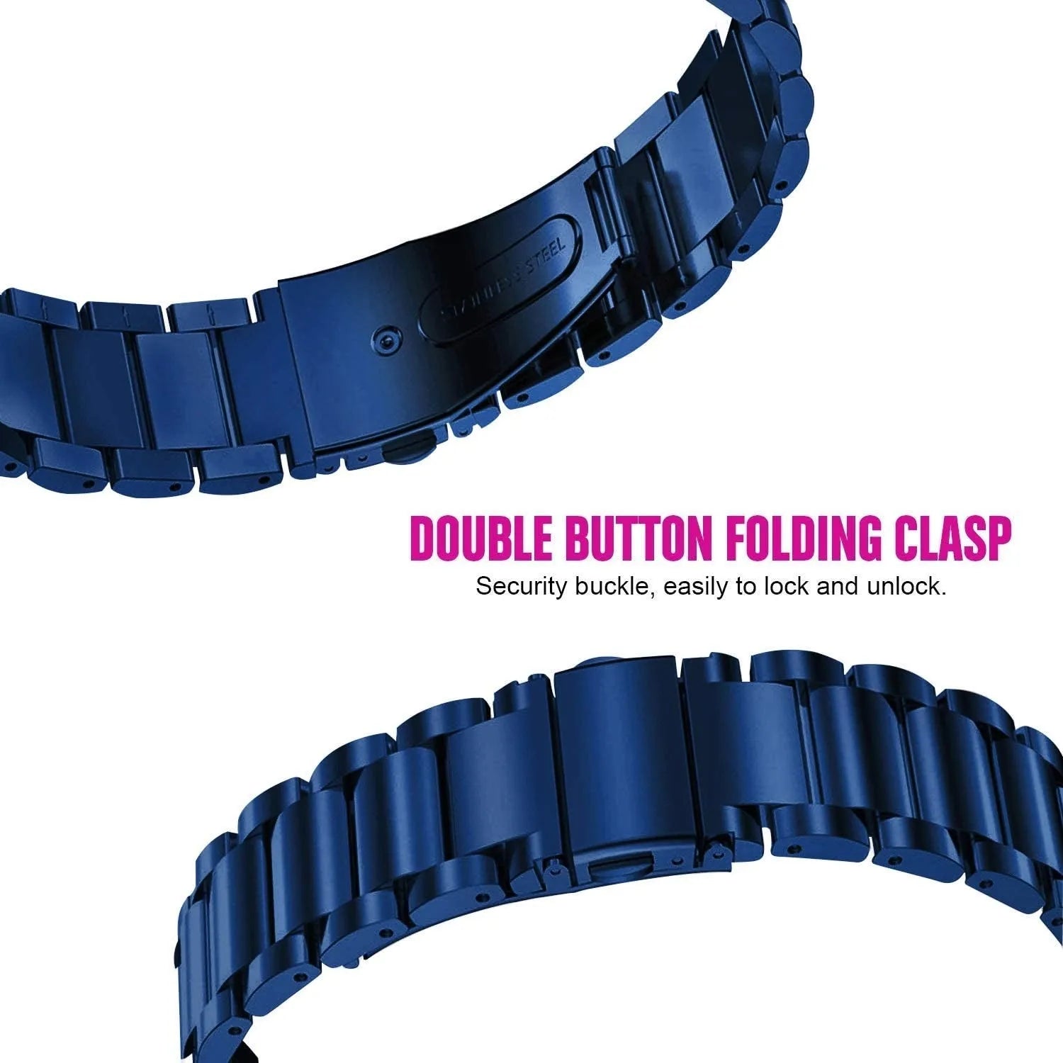 Bracelet acier Oppo Watch S (bleu)