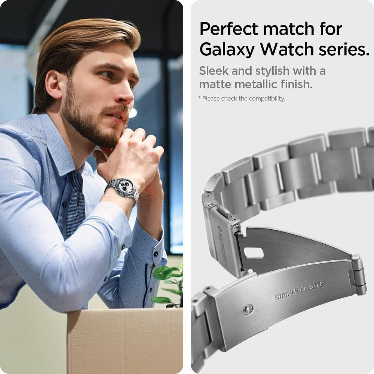 Spigen Bracelet acier Samsung Galaxy Watch 4 40mm (argenté)